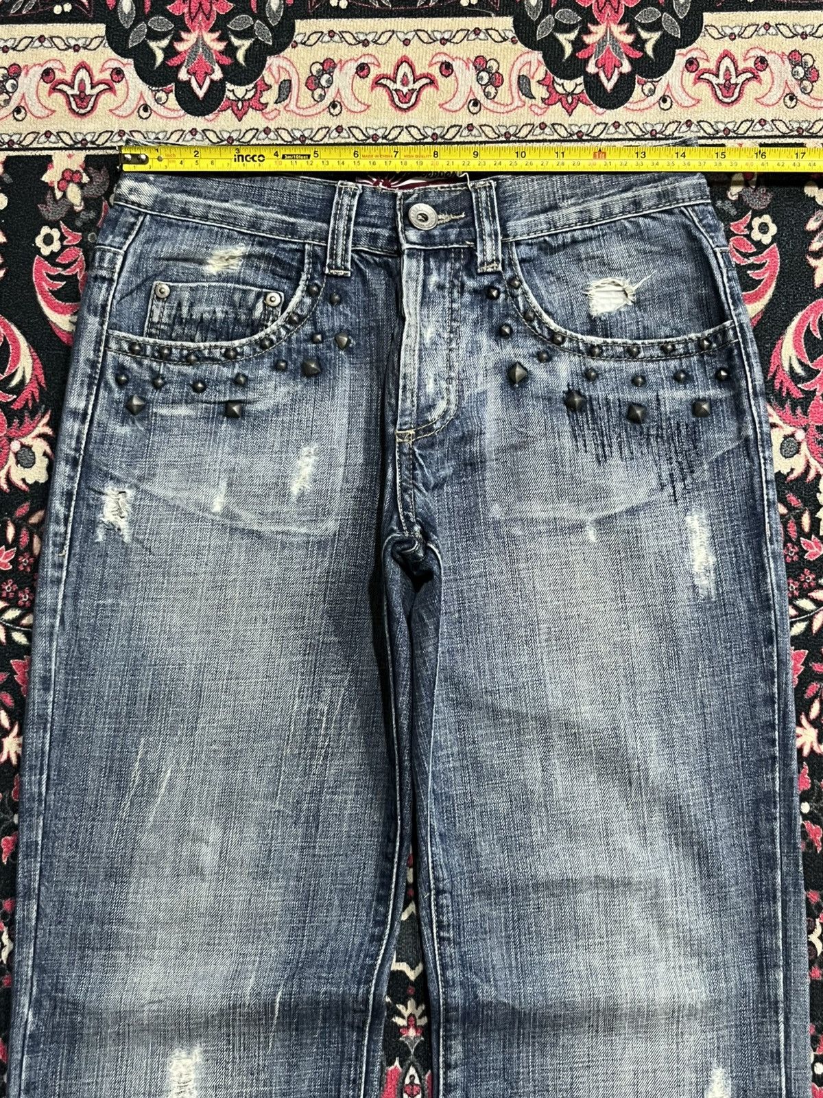 Who Decides War Warren Webber Studded Pocket Antelope Patches Blue Jeans Size US 28 / EU 44 - 14 Thumbnail