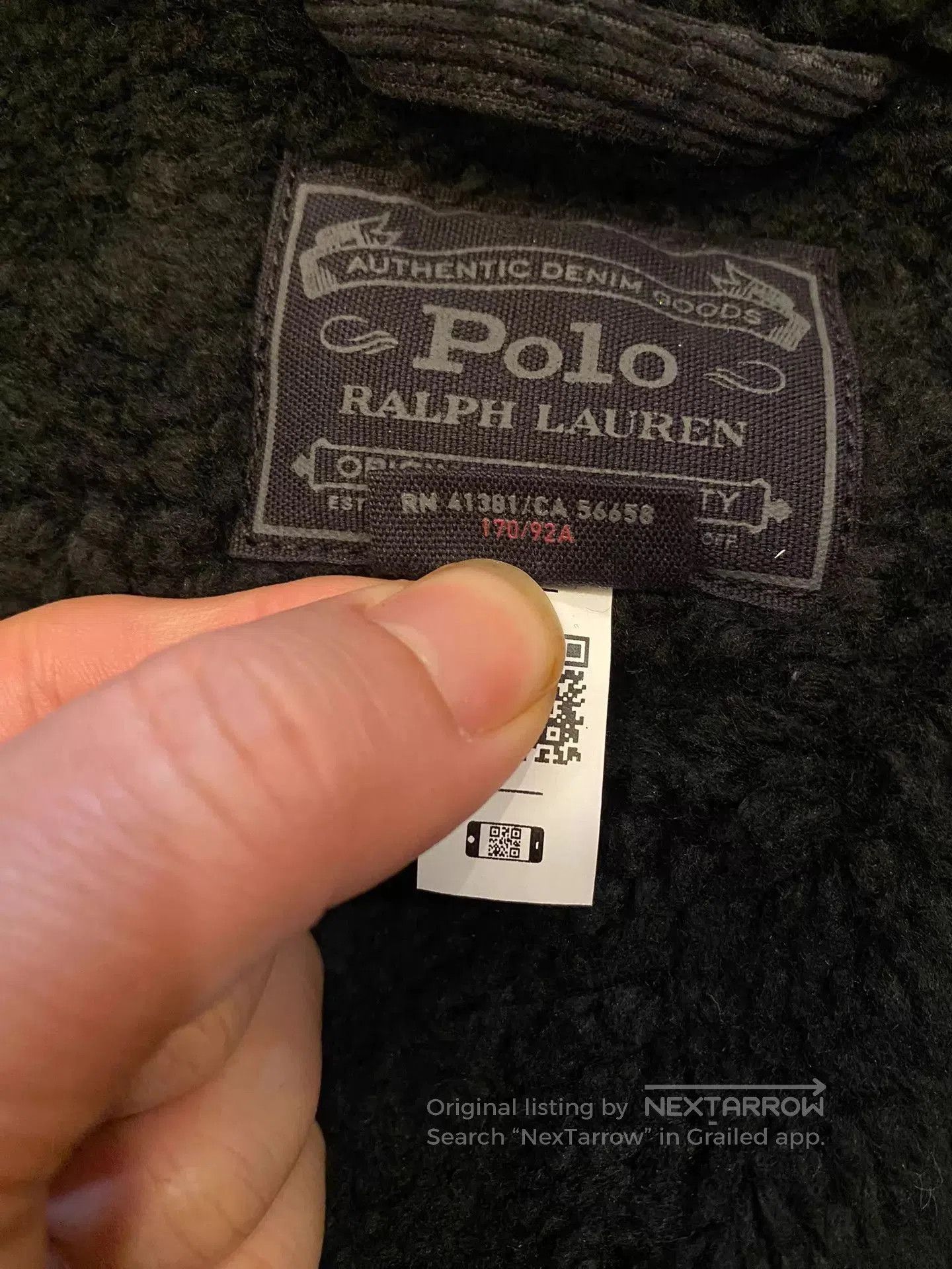 Polo Ralph Lauren Black Sherpa Collar Button. Size US S / EU 44-46 / 1 - 8 Thumbnail
