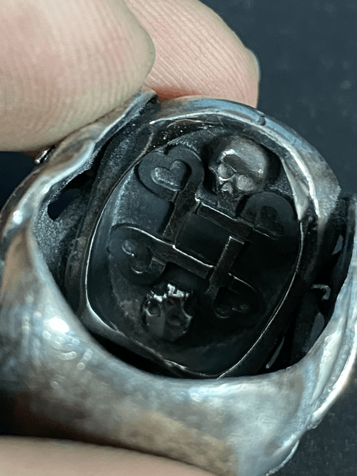 Number (N)ine Number Nine woven 950 silver skull ring Size ONE SIZE - 6 Thumbnail