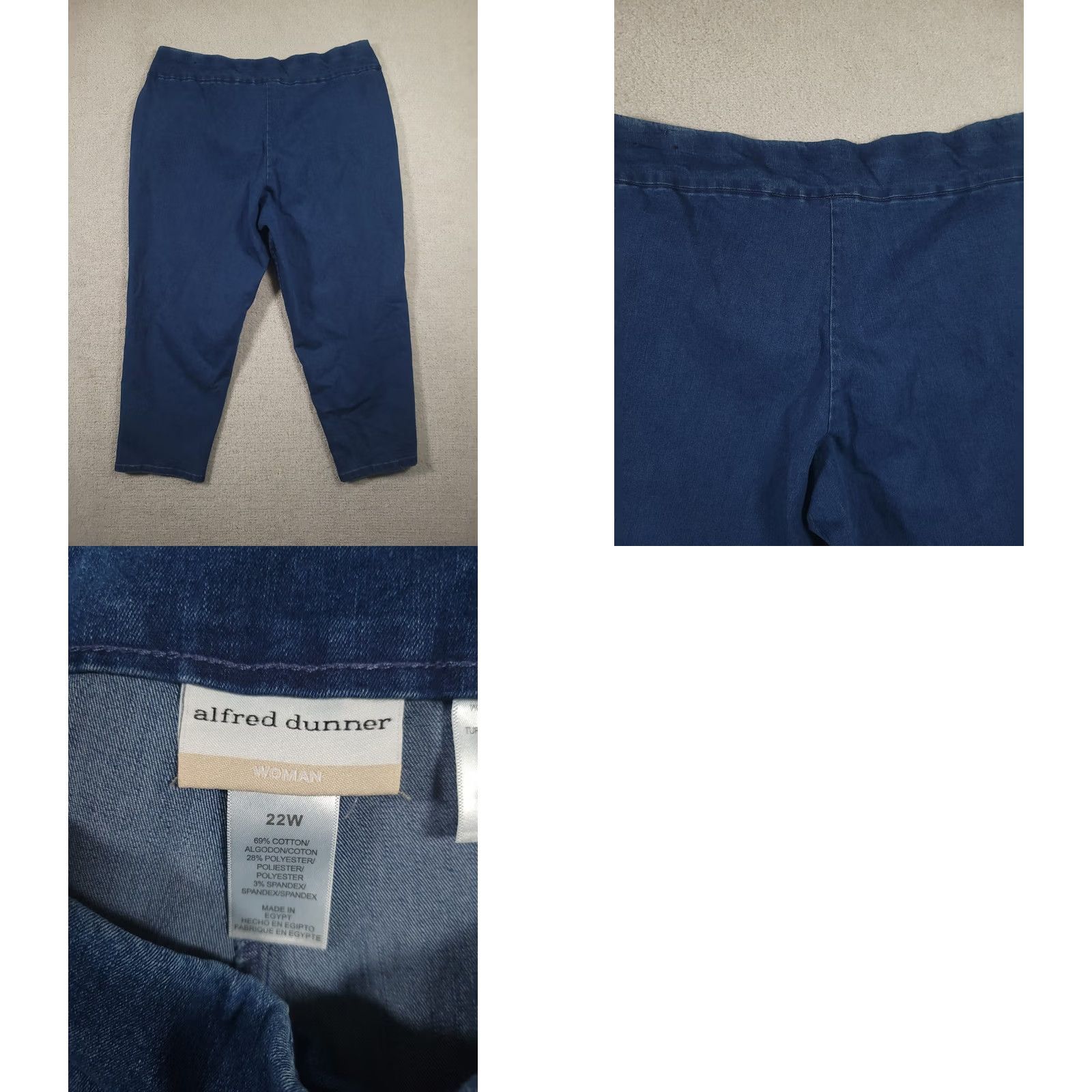 Vintage Alfred Dunner Pants DIN Denim Blue 22W Plus Pull On Straight Leg Vintage: No (adapted to rules) Size 40" / US 18 - 8 Thumbnail