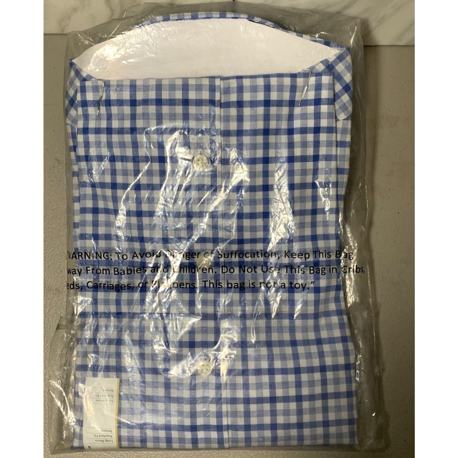 Vintage Goodfellow Shirt Button-Up Men S Long Sleeve Blue Plaid Non-Iron Stretch Size 36R - 3 Thumbnail