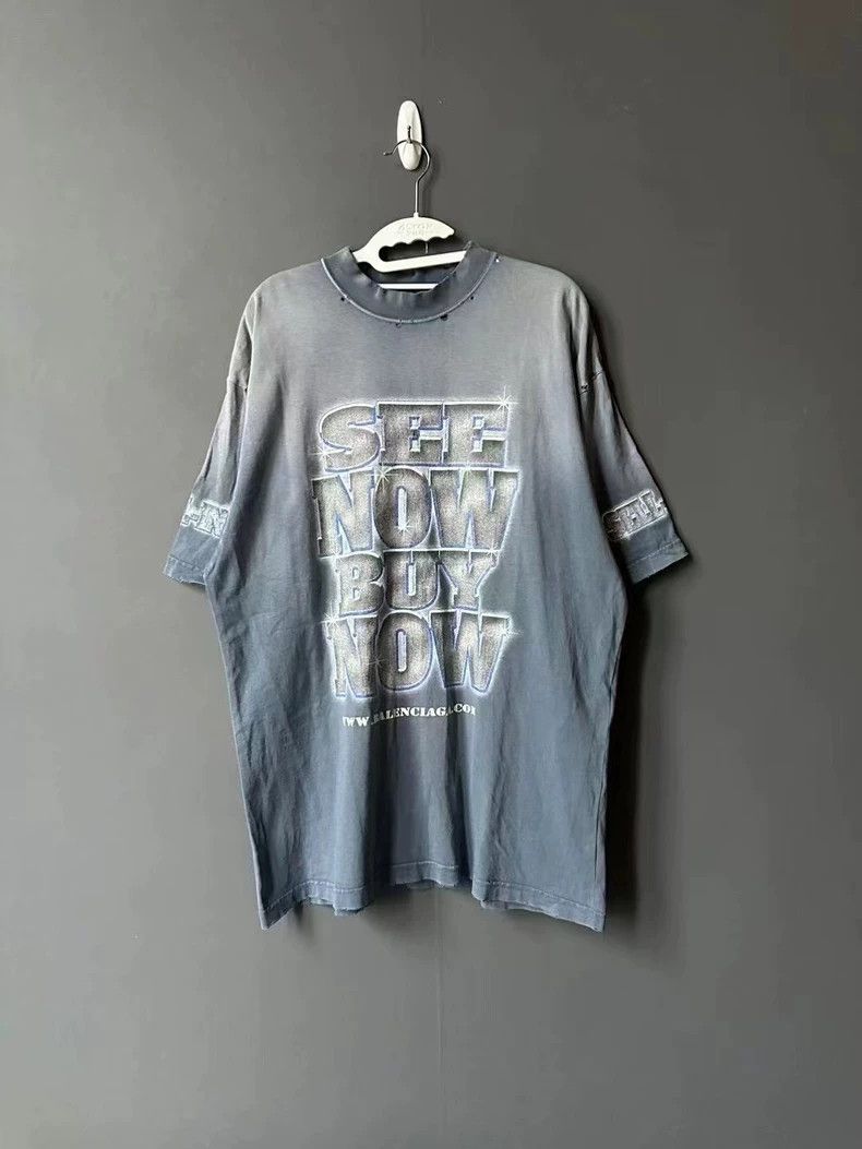 Balenciaga Balenciaga Washed Destruction Diamond Short Sleeve Size US S / EU 44-46 / 1 - 1 Thumbnail