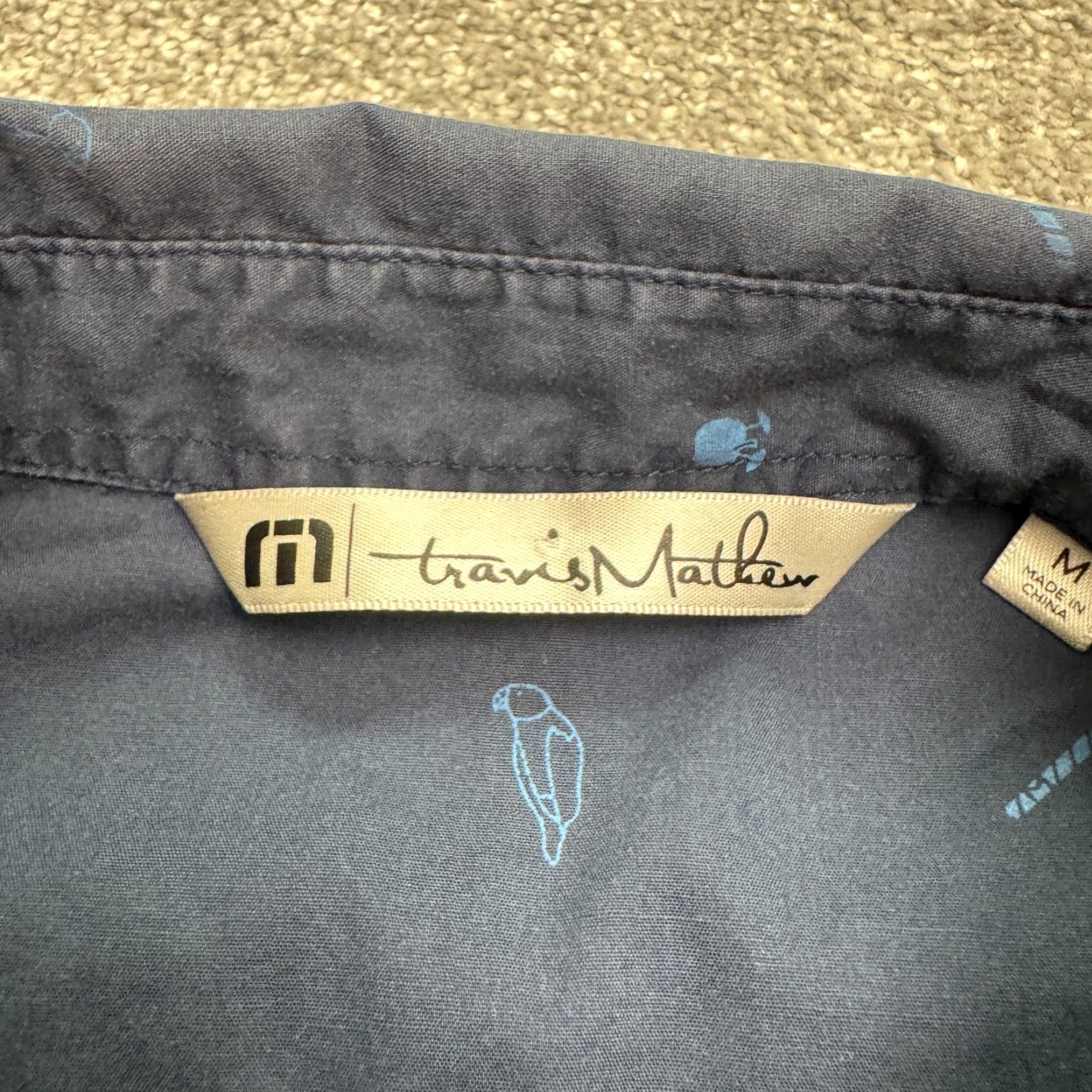 TravisMathew Travis Mathew Button-Down Shirt Mens Medium Navy Blue Short Sleeve Casual Resort Preppy Beach 90s? (note: too speculative) Size US M / EU 48-50 / 2 - 7 Thumbnail