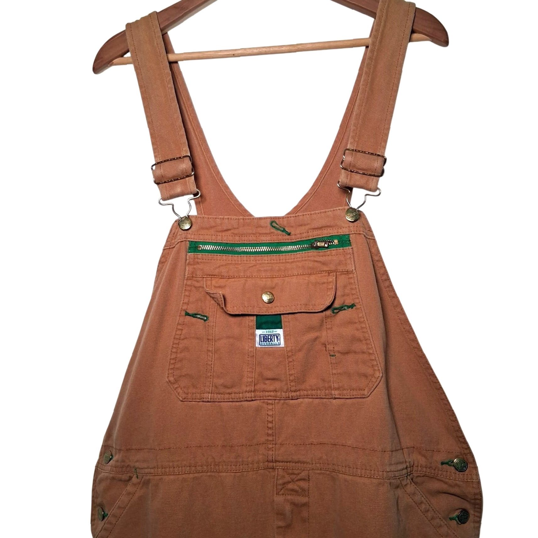 Vintage Liberty Overalls Men 42x28 Brown Canvas Carpenter Work Pants Workwear Bibs Bottoms Size US 42 / EU 58 - 3 Thumbnail