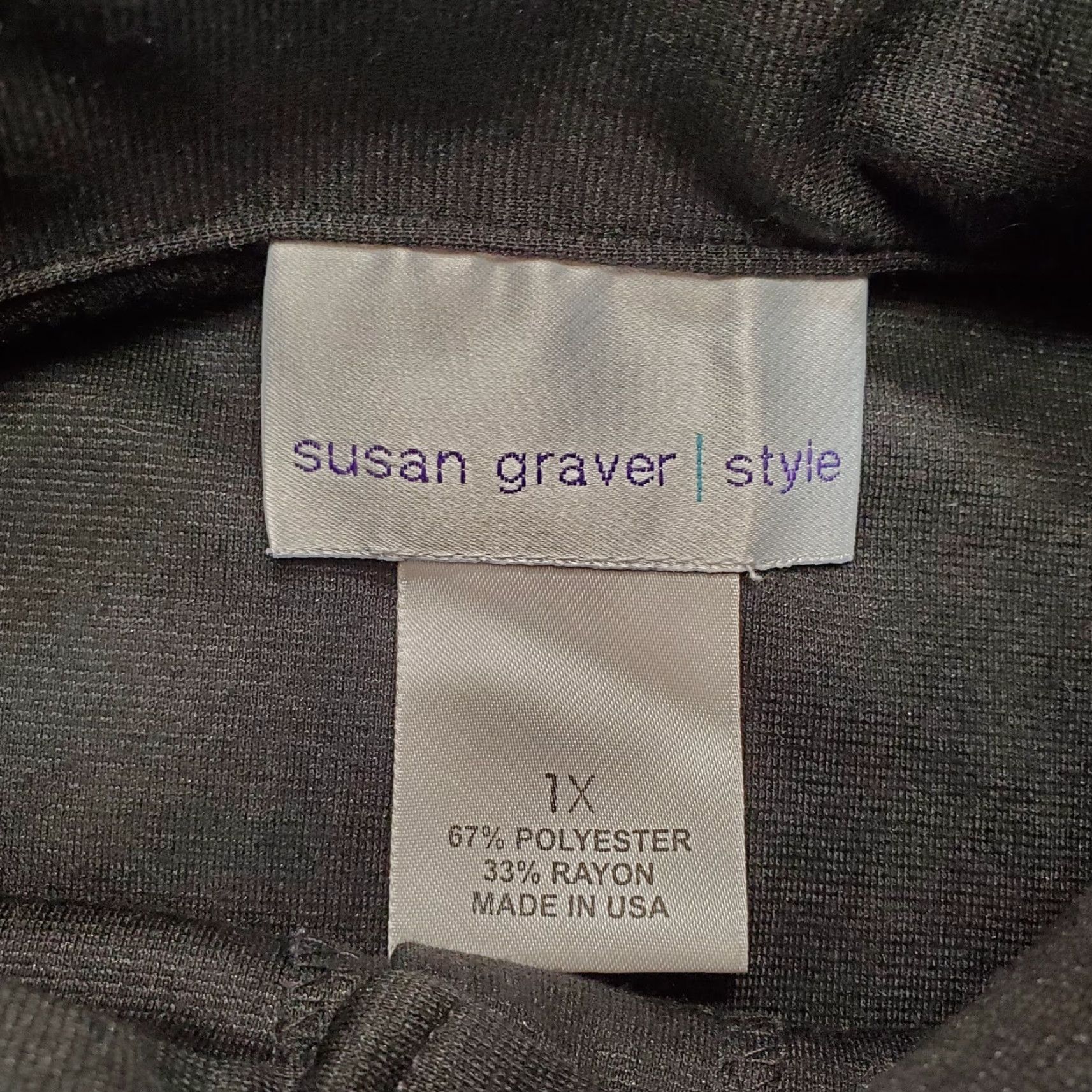 Vintage Susan Graver Shirt Womens 1X Black Short Sleeve Button Casual Shirt Size XL / US 12-14 / IT 48-50 - 4 Thumbnail