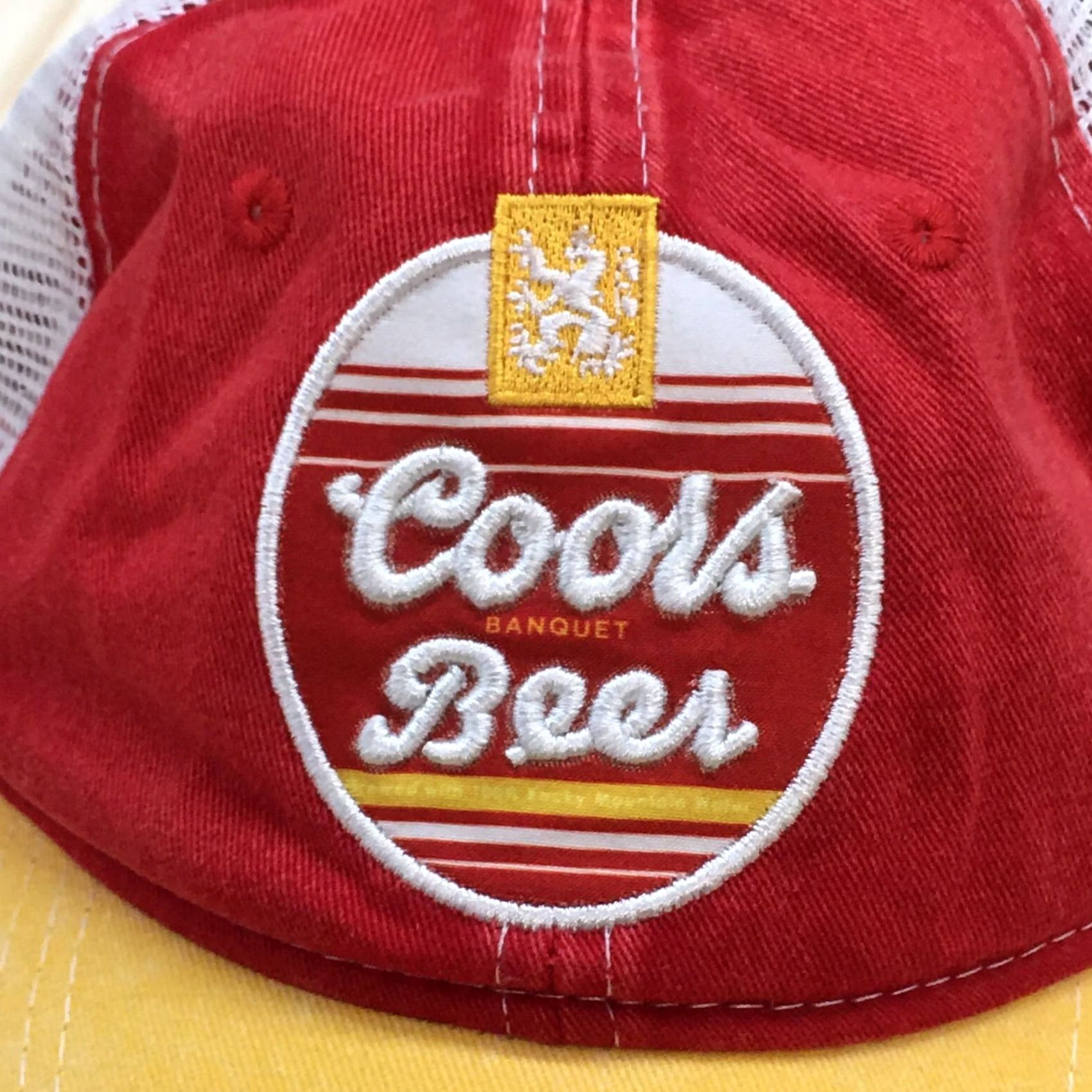 Logo 7 Coors Beer Trucker Hat Men Red Yellow OS Adjustable Embroidered Logo Size ONE SIZE - 3 Thumbnail