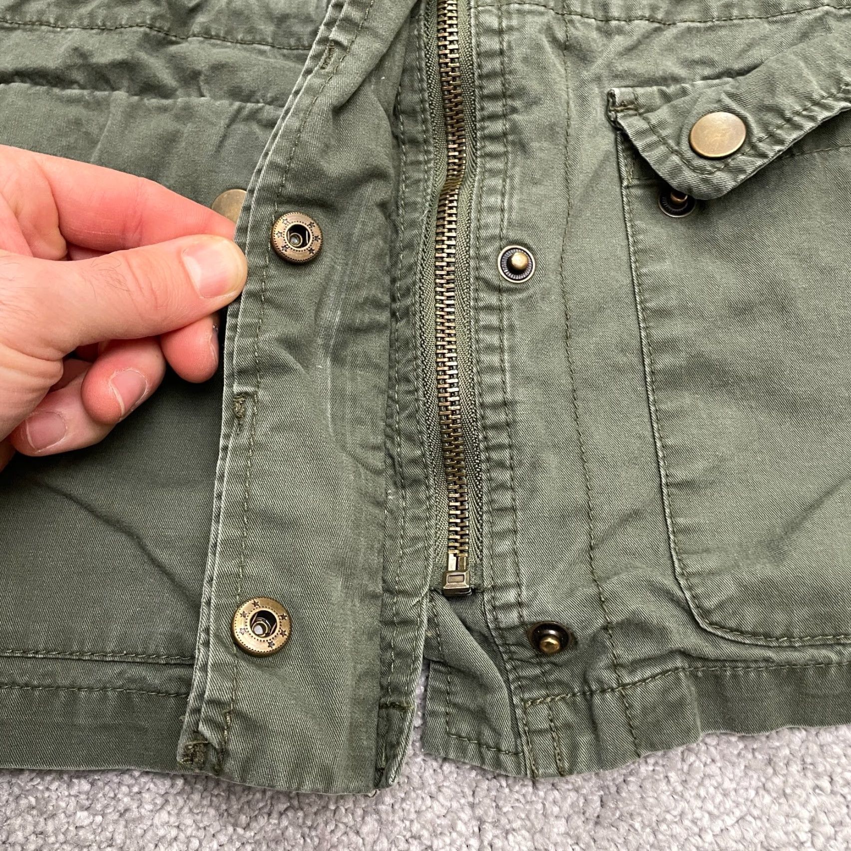 Vintage Love Tree Military Jacket Women Medium Army Green Full Zip Cotton Pocket Outdoor Size M / US 6-8 / IT 42-44 - 4 Thumbnail