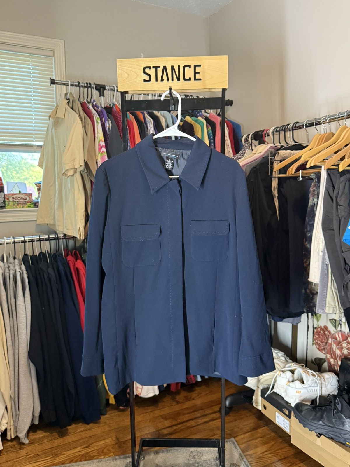 Vintage Navy Button-Up Light Jacket Size L / US 10 / IT 46 - 1 Thumbnail