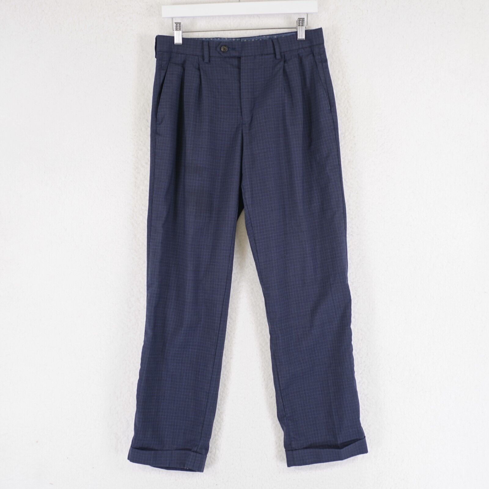 Lauren Ralph Lauren Lauren Ralph Lauren Wool Blue Black Star Check Windowpane Dr Size 34R - 1 Thumbnail