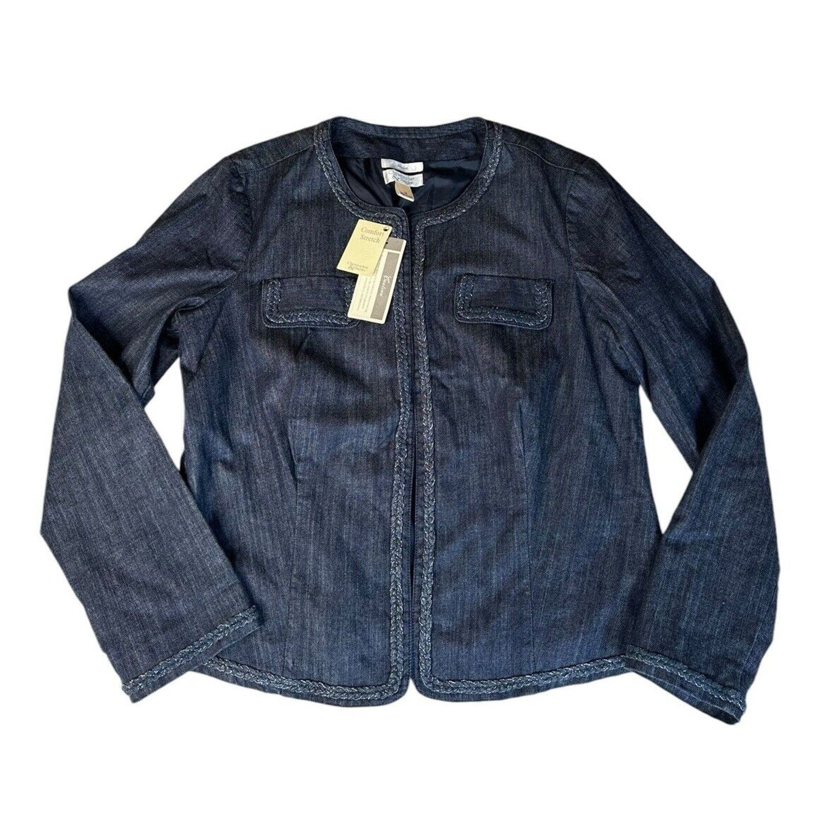 Other Christopher & Banks Stretch Denim Braided Metallic Jacket M Size M / US 6-8 / IT 42-44 - 1 Thumbnail
