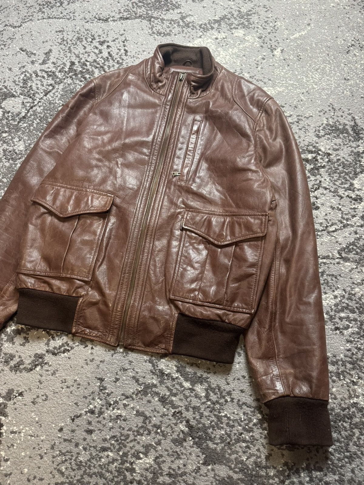 If Six Was Nine × Vintage Vintage y2 k Leather Motorcycle Brown Bomber Avantgarse Jack Size US M / EU 48-50 / 2 - 2 Thumbnail