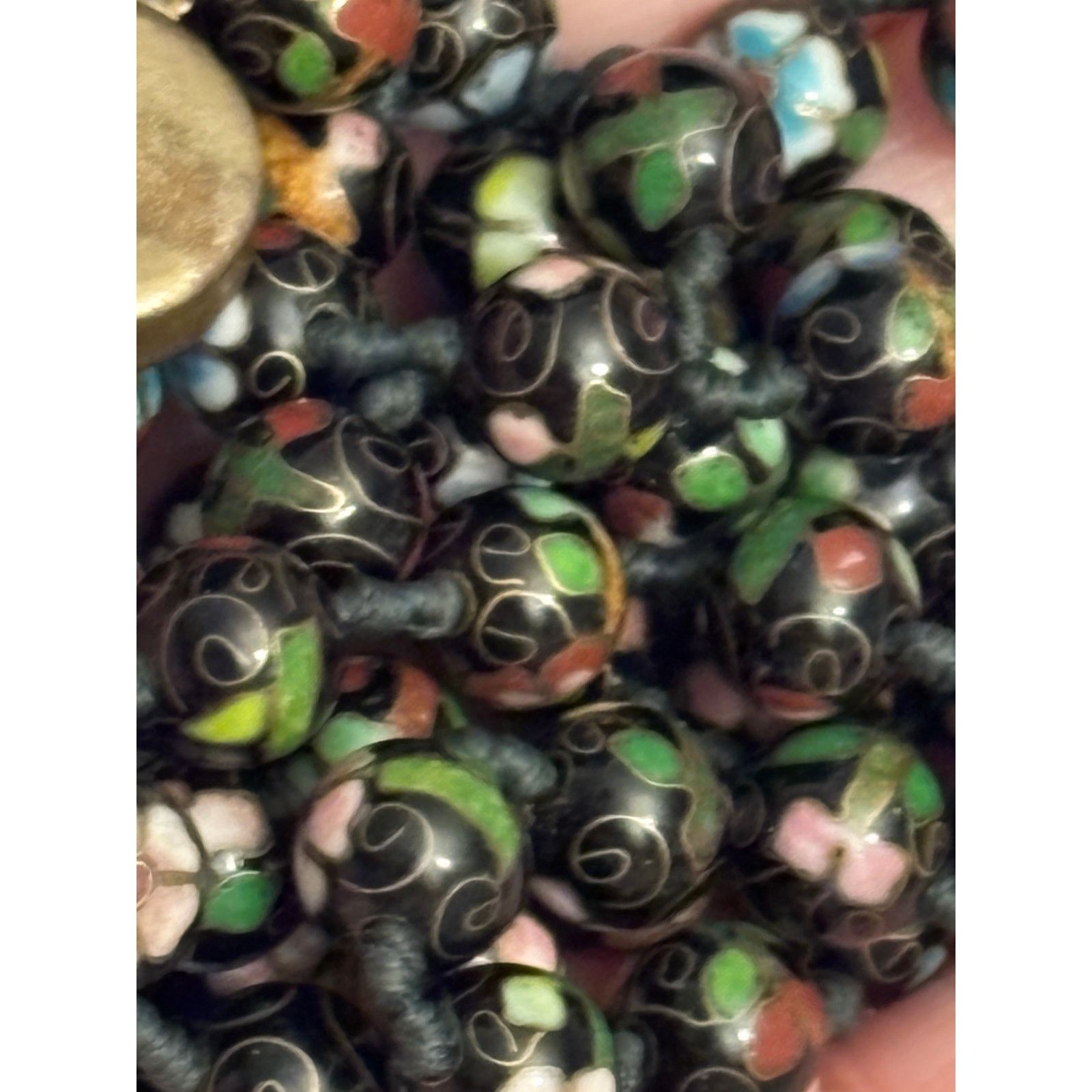 Other Vintage Chinese Cloisonne Necklace 30in Knotted Silk 8mm Size 30 - 3 Thumbnail