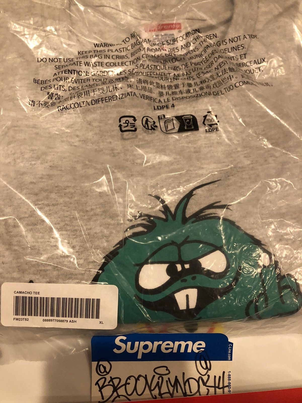 Supreme Supreme Camacho Tee XL Grey FW23 Size US XL / EU 56 / 4 - 4 Thumbnail