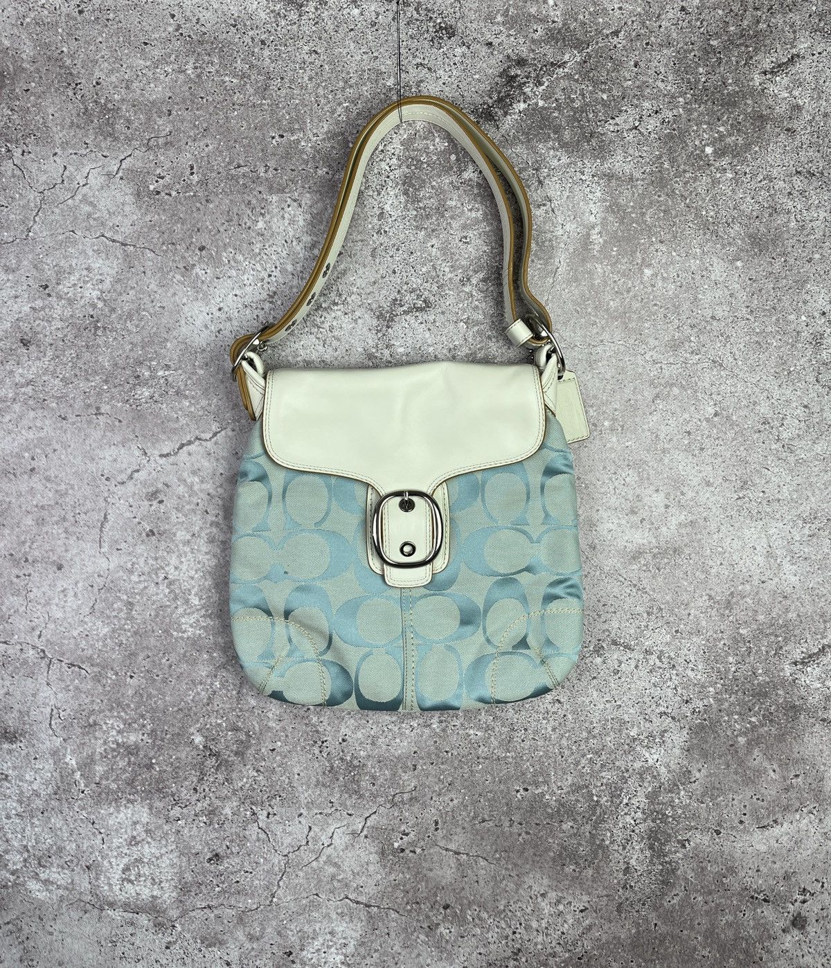 Coach Coach Blue Canvas Shoulder Bag Y2K Vintage Leather Trim Size ONE SIZE - 1 Thumbnail