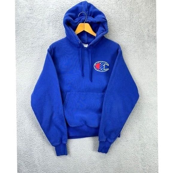 Champion Champion Reverse Weave Hoodie Mens Medium Blue Logo Sweatshirt Drawstring Pullover Size US M / EU 48-50 / 2 - 3 Thumbnail