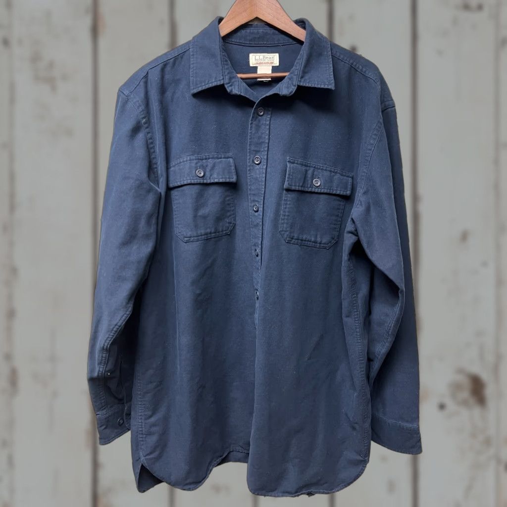 Vintage VINTAGE L.L. Bean Chamois Cloth Button-Up Shirt Mens XL Tall Blue Size US XL / EU 56 / 4 - 1 Thumbnail
