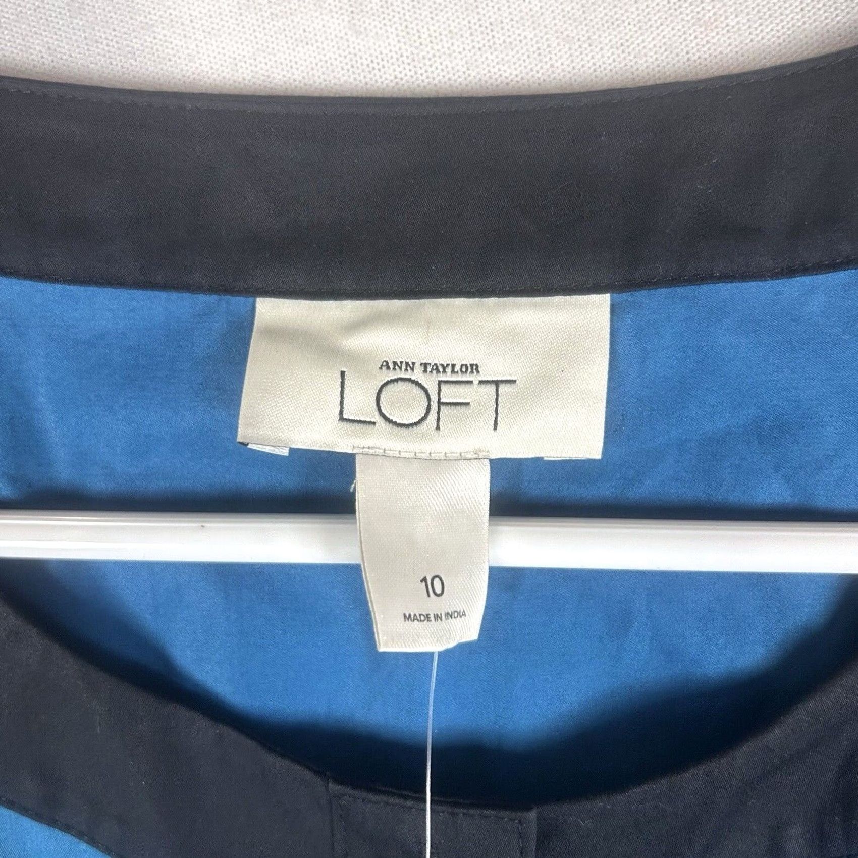 Loft Loft Mini Summer Dress Womens 10 Blue Geometric Button Up Casual Party NWT Size L / US 10 / IT 46 - 5 Thumbnail