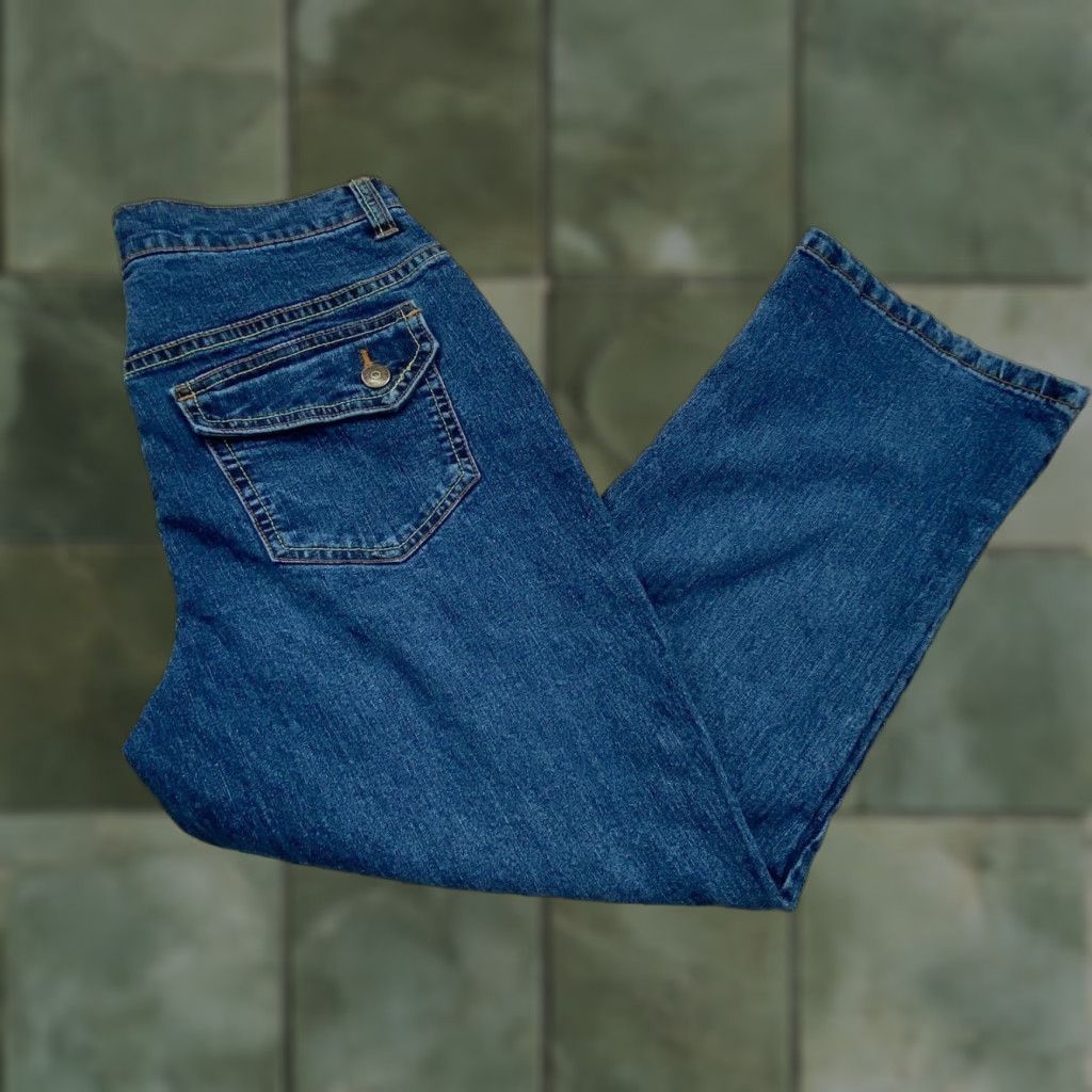 Vintage Relativity Women's Cropped Jeans Mid Rise Medium Blue Cotton Blend Stretch Regular Size 6 Size 28" / US 6 / IT 42 - 1 Thumbnail
