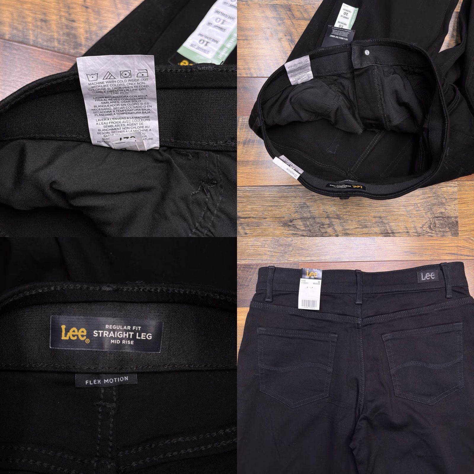 Lee Lee Jeans Womens 10 Medium Black Regular Straight Stretch Mid Rise 5-Pocket Denim NWT Size 32" / US 10 / IT 46 - 8 Thumbnail