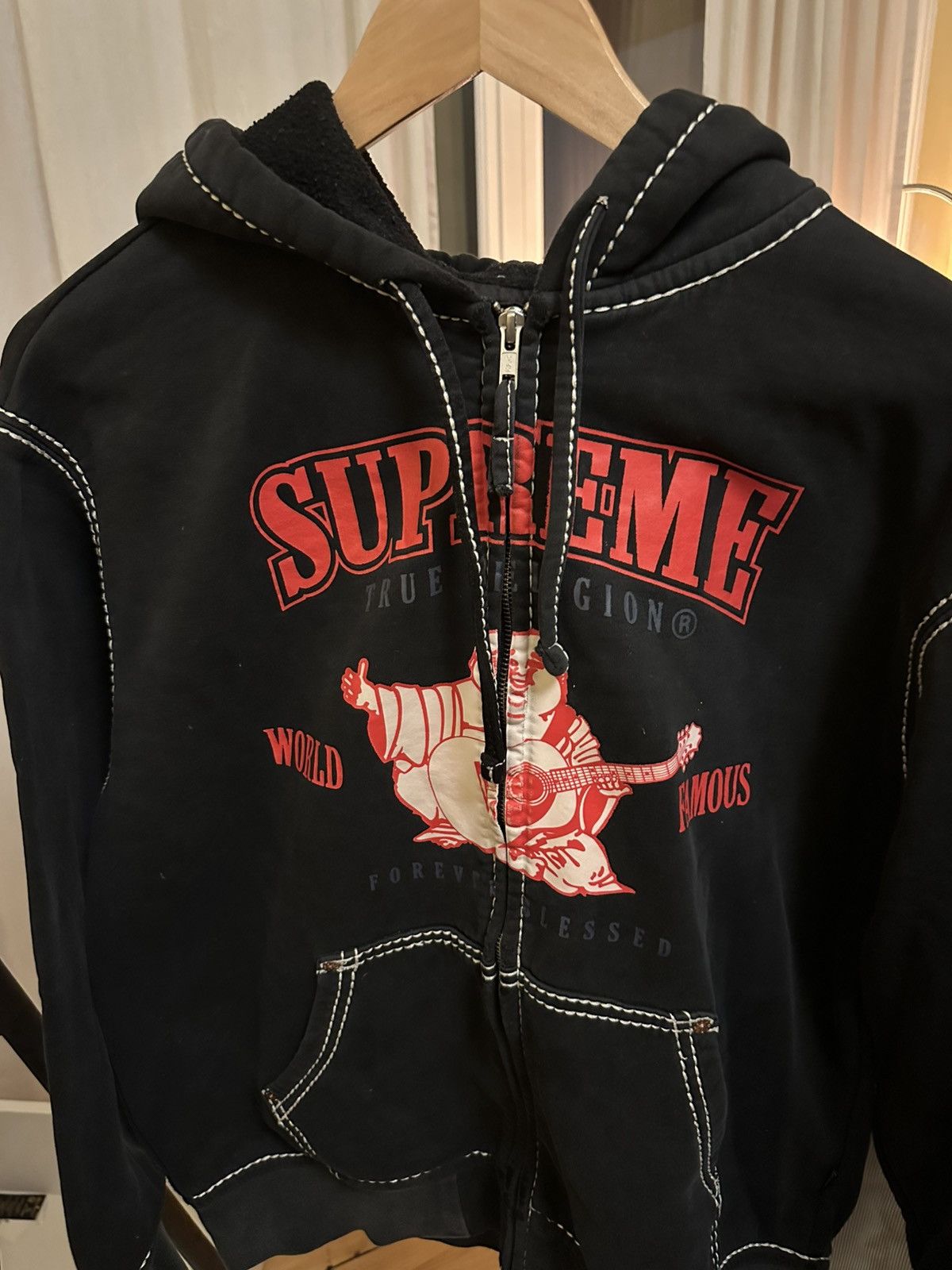 True Religion x Supreme logo zip-up hoodie