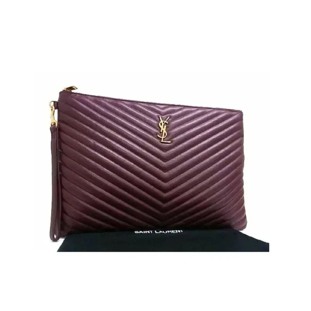 Saint Laurent Paris o1b1hav110225 Size: OS/ Monogram Leather Holder Rouge Legion Size ONE SIZE - 1 Thumbnail
