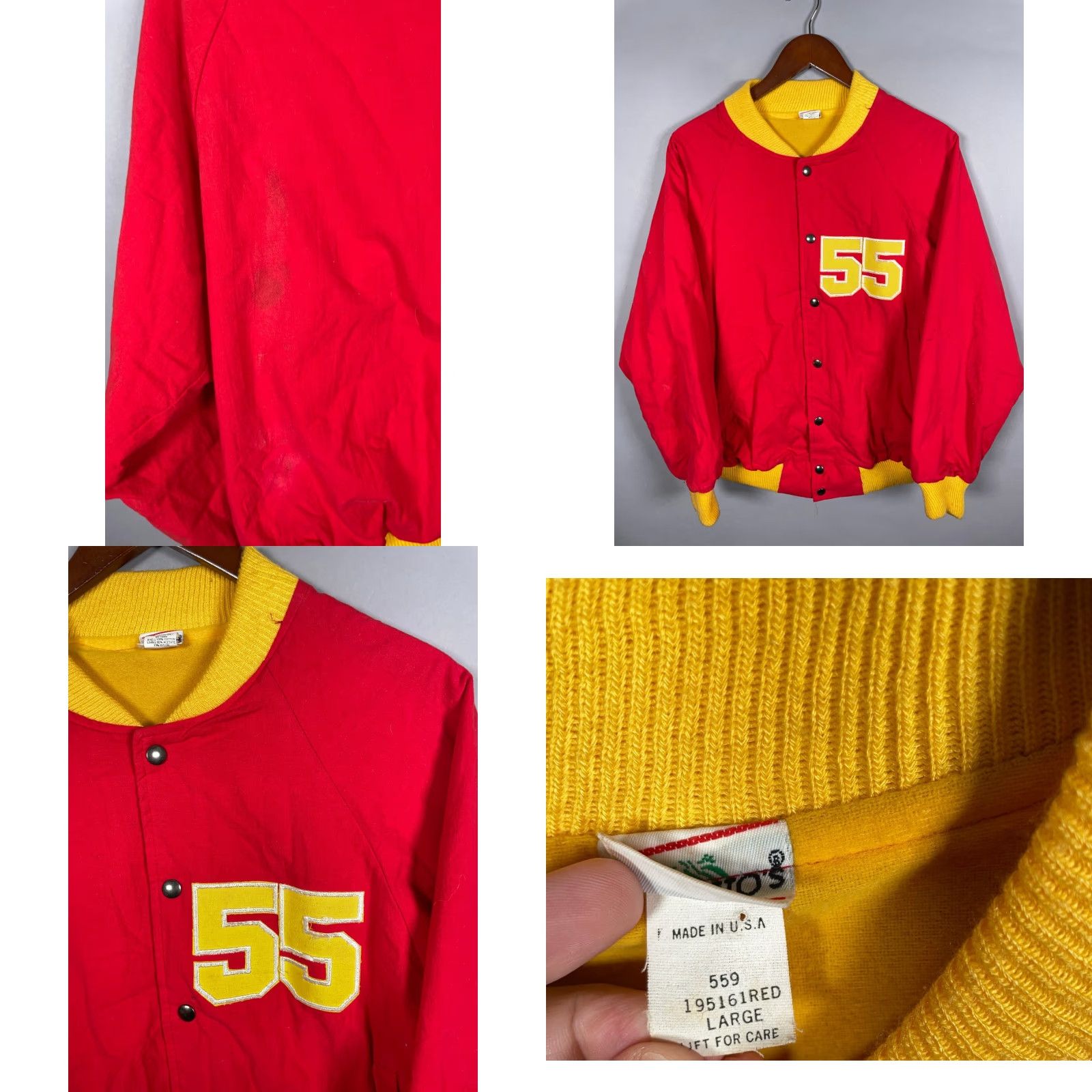 Vintage Vintage Palmetto's Men's Large Red Yellow Embroidered Varsity Bomber Jacket 80s Retro Sports Size US L / EU 52-54 / 3 - 8 Thumbnail