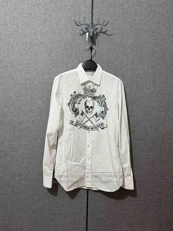 Alexander McQueen Alexander McQueen White Cotton Logo Shirt . Size US S / EU 44-46 / 1 - 1 Thumbnail