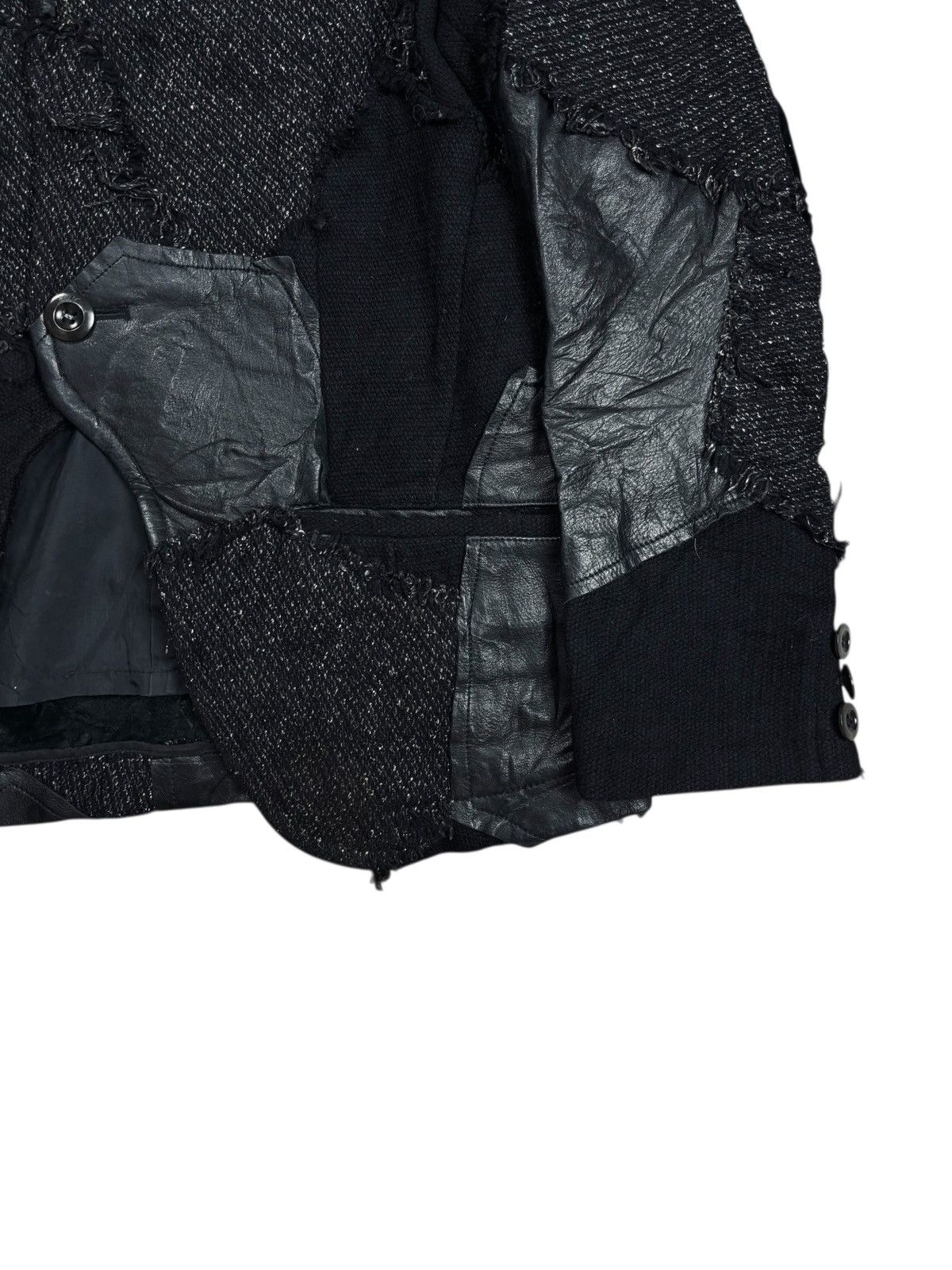 Yohji Yamamoto Archive Y'S - Patchwork Wool Leather Jacket Size US M / EU 48-50 / 2 - 8 Thumbnail