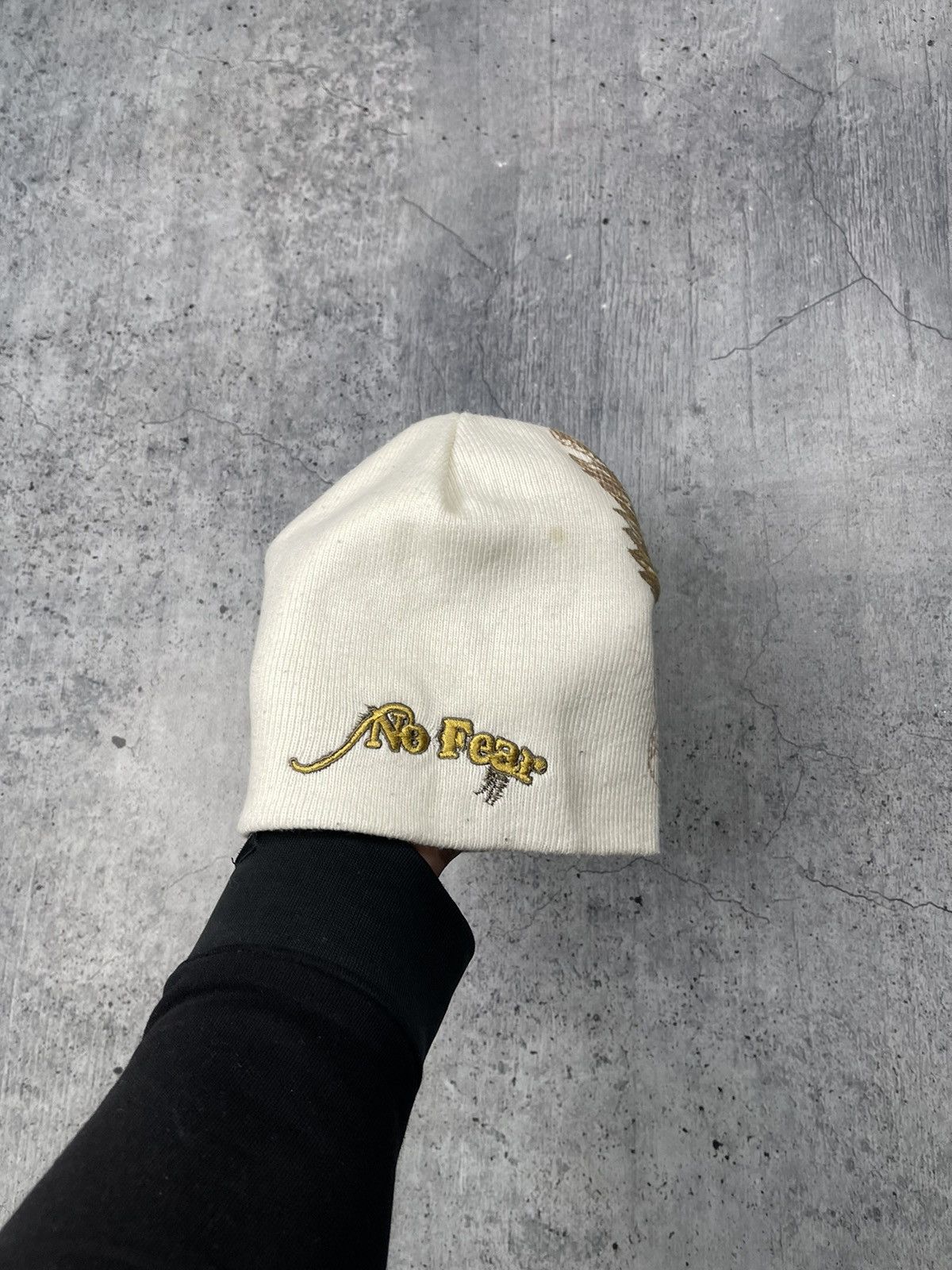 No Fear × Vintage Vintage No Fear Archival Skull Beanie Hat Y2K Size ONE SIZE - 1 Thumbnail