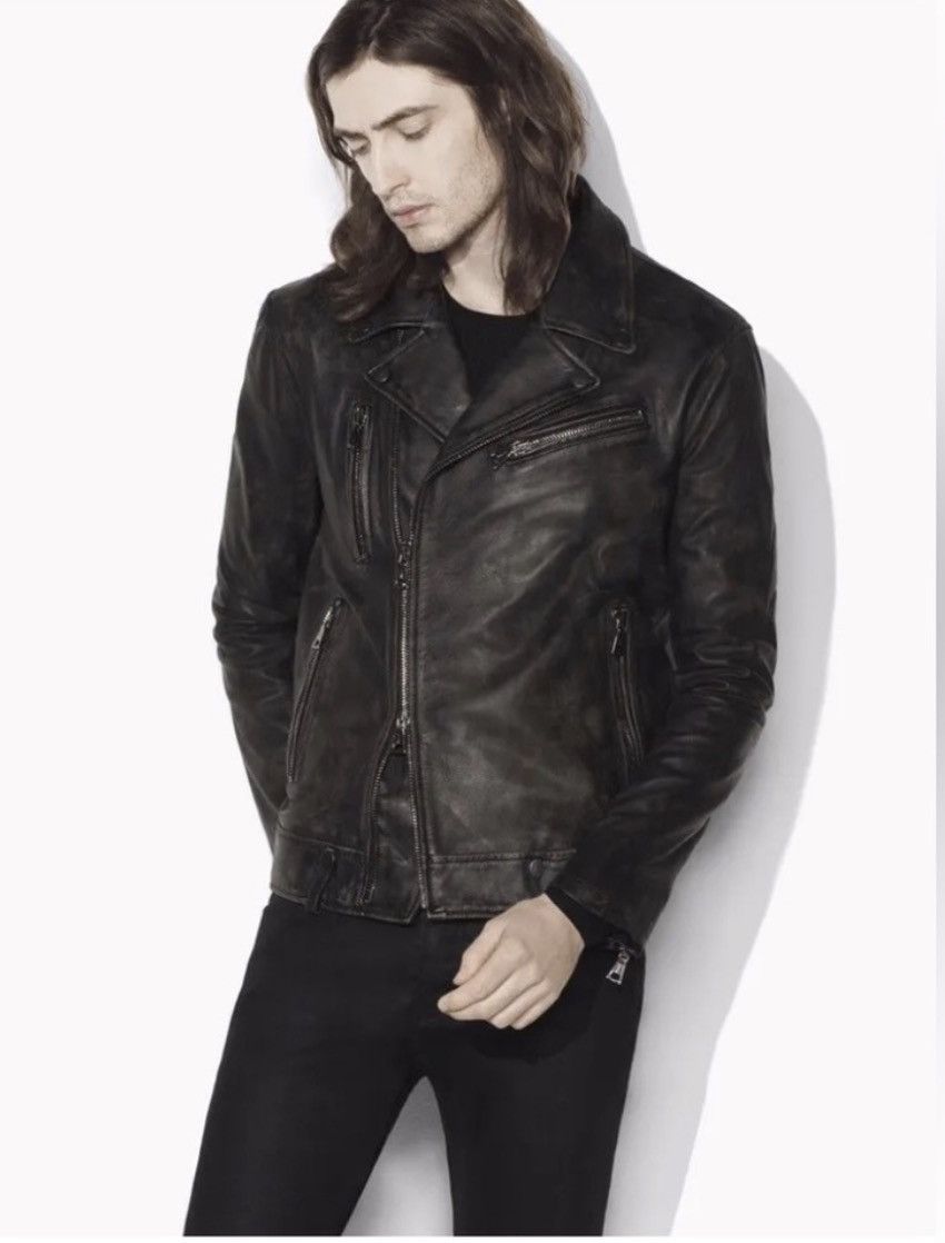 John Varvatos Distressed Leather Chelsea Biker Jacket EU54 USA44 Size US L / EU 52-54 / 3 - 1 Thumbnail