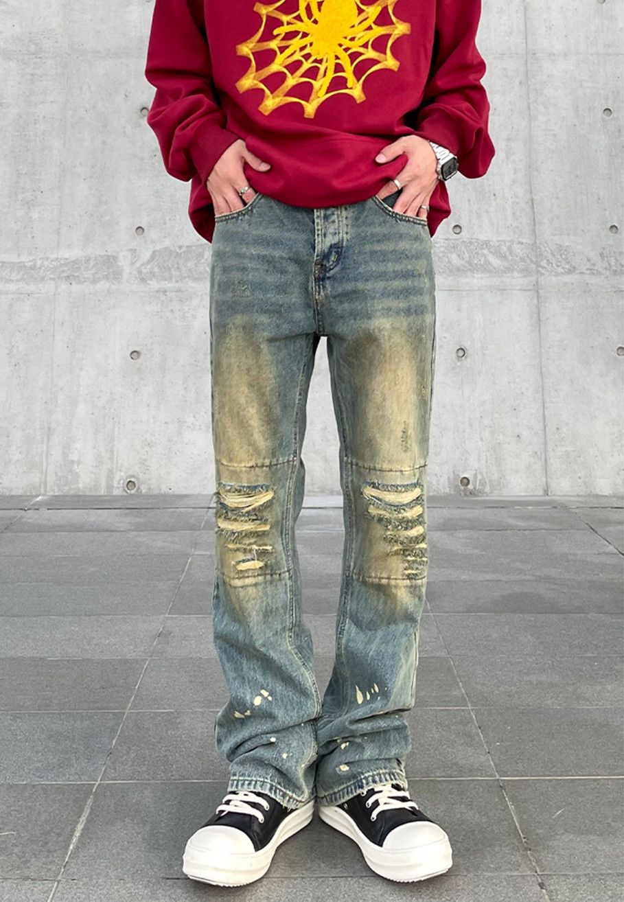 Skinny Jeans Ripped Denim Vintage Straight-leg