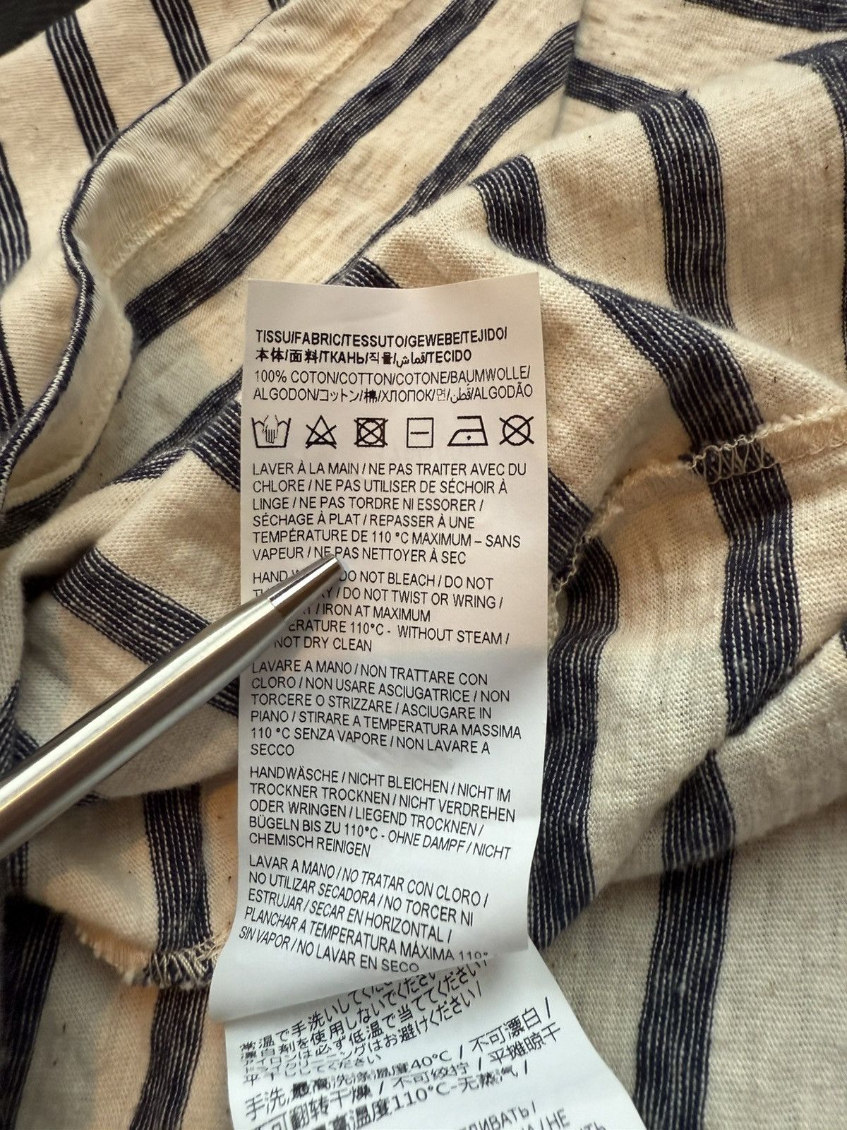 Saint Laurent Paris $620 Saint Laurent STRIPED CASSANDRE T-SHIRT IN JERSEY Size US L / EU 52-54 / 3 - 22 Thumbnail