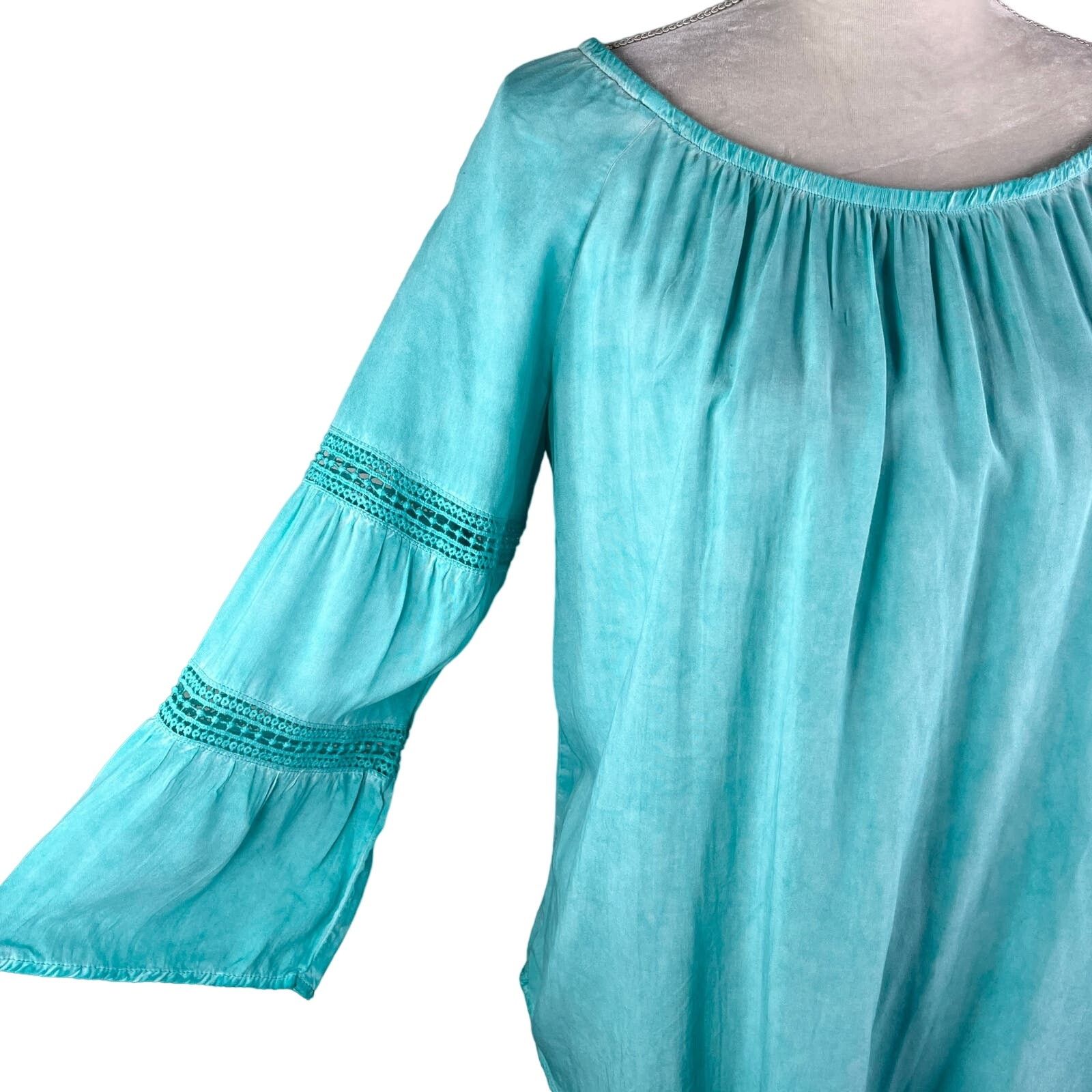 Other Floral & Ivy Top Boho Blouse Turquoise Lace Cutouts M New Size M / US 6-8 / IT 42-44 - 3 Thumbnail