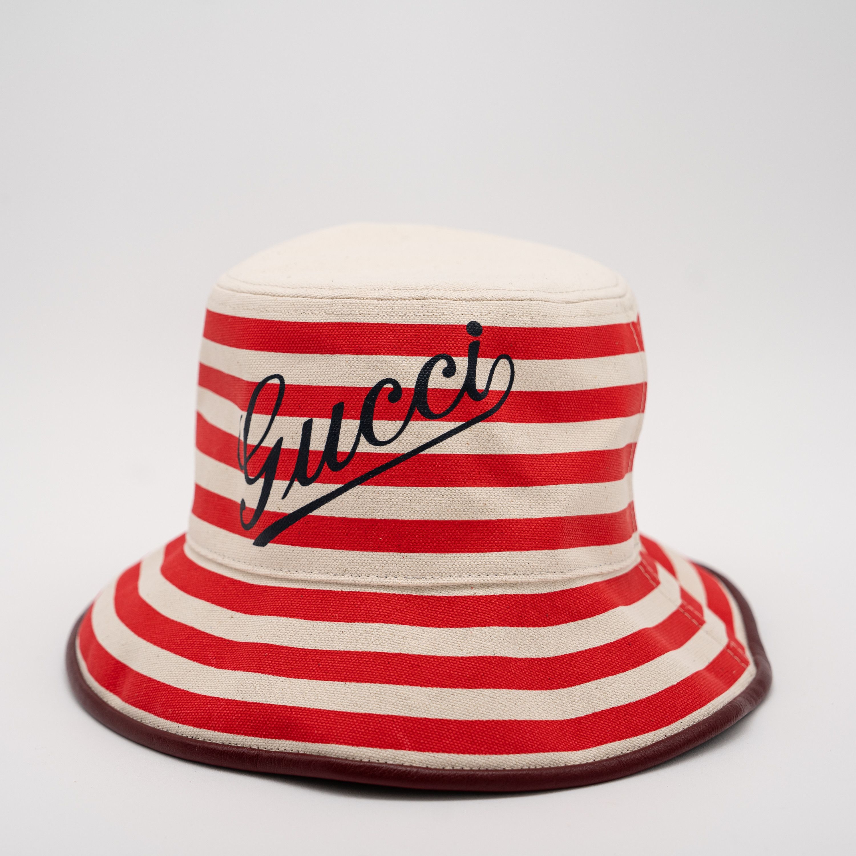 Gucci size M Gucci Striped Canvas Bucket Hat Red White Size ONE SIZE - 1 Thumbnail