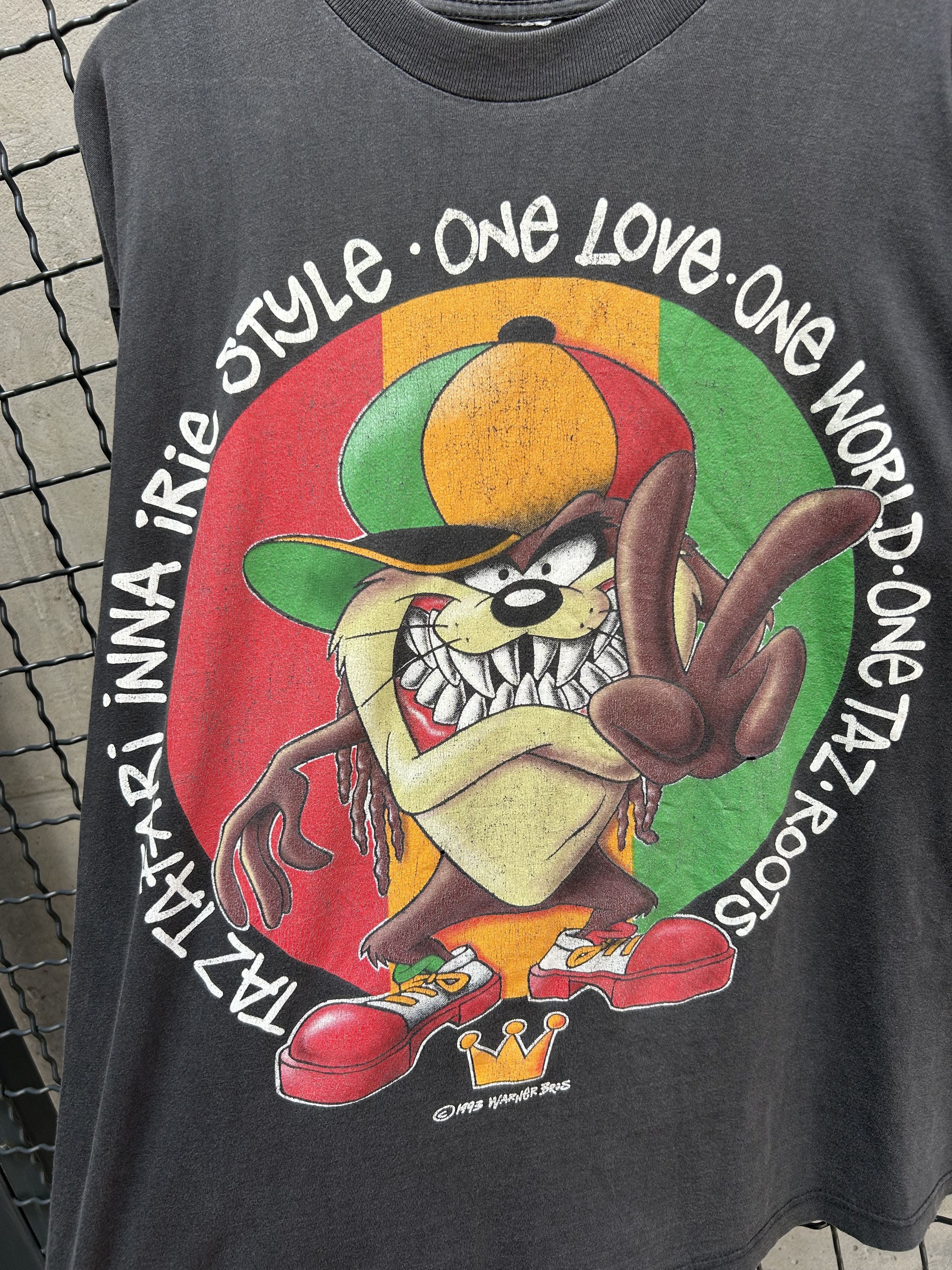 Cartoon Network Vintage 1993 Looney Tunes Taz Rasta WB Cartoon T-shirt Size US XL / EU 56 / 4 - 3 Thumbnail