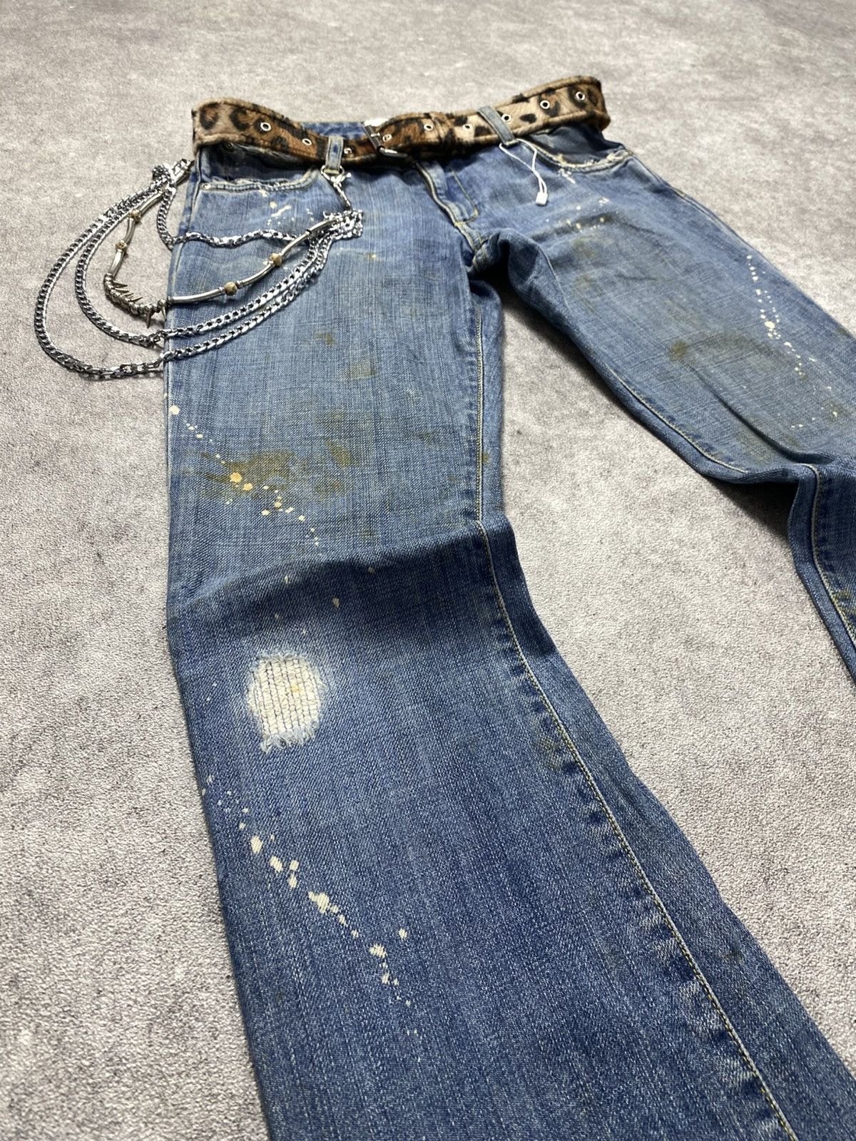 Hysteric Glamour 2000s Paperdenim Distressed stain style flare pant Size US 28 / EU 44 - 3 Thumbnail