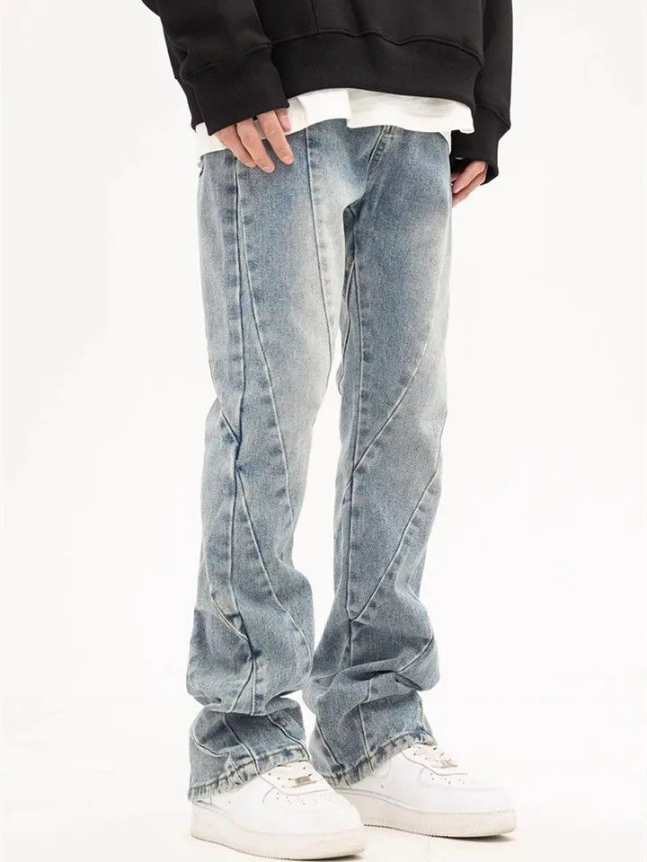 Japanese Brand × Vintage Y2K Fashion Washed Blue Slim Spliced Jeans Pants Size US 33 - 2 Thumbnail