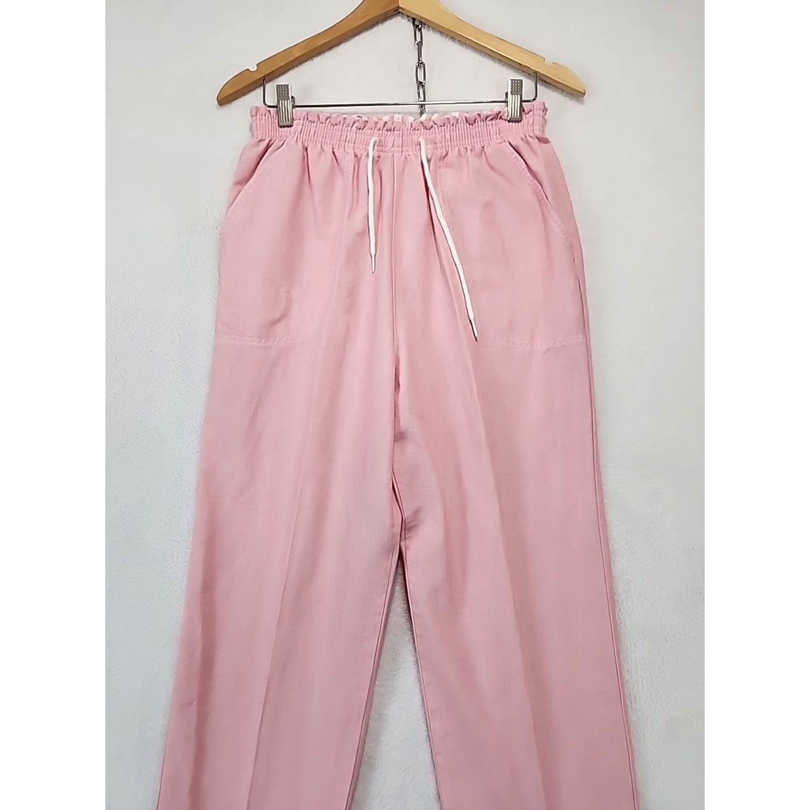 Pinko VINTAGE Cape Cod Pink Elastic Waist Comfort Beach Retro Pants Womens 10 Straight Leg High Rise Cotton Blend Size 32" / US 10 / IT 46 - 2 Thumbnail