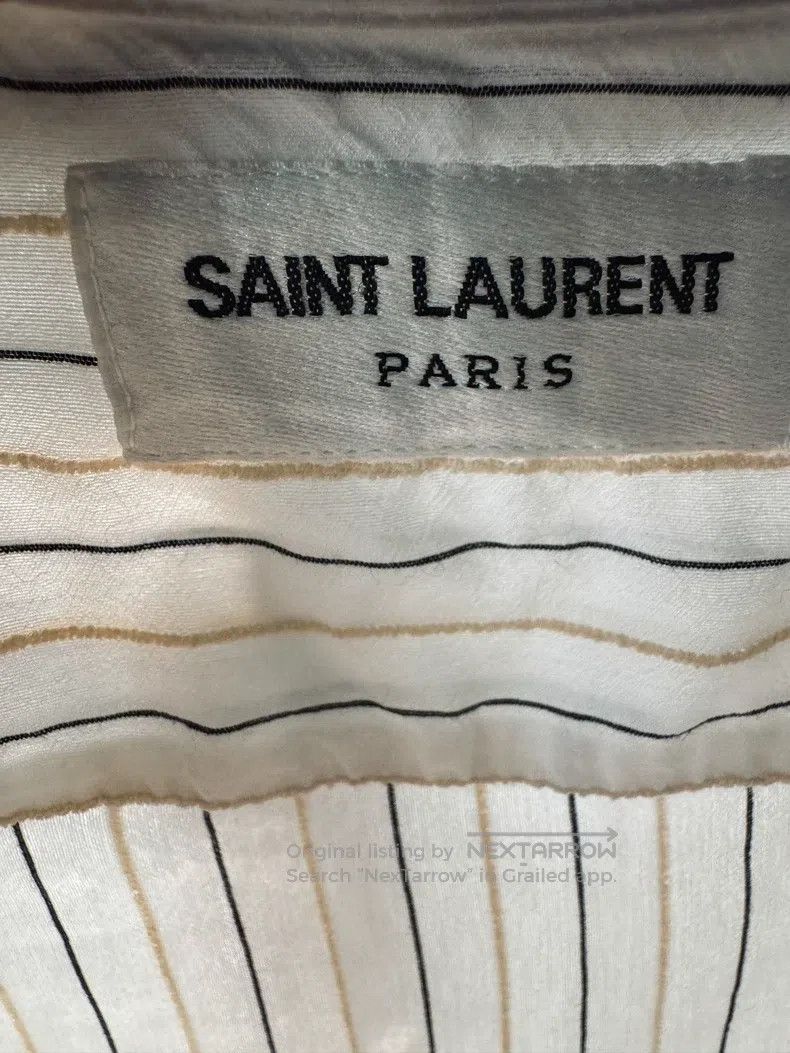 Saint Laurent Paris Saint Laurent Paris size 37 Mulberry Silk Striped Short-sl Size US S / EU 44-46 / 1 - 3 Thumbnail