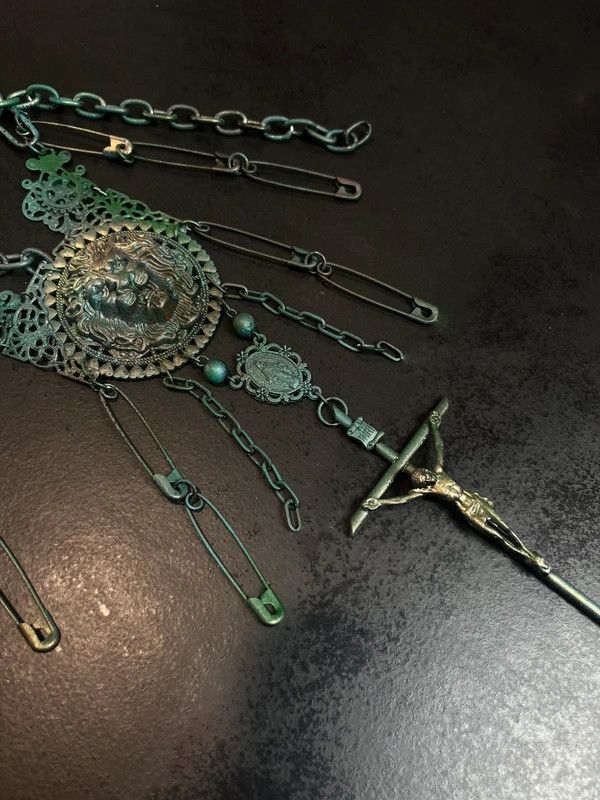 Jean Paul Gaultier Jean Paul Gaultier Safety Pin Crucifix Medallion Necklace Size ONE SIZE - 5 Thumbnail
