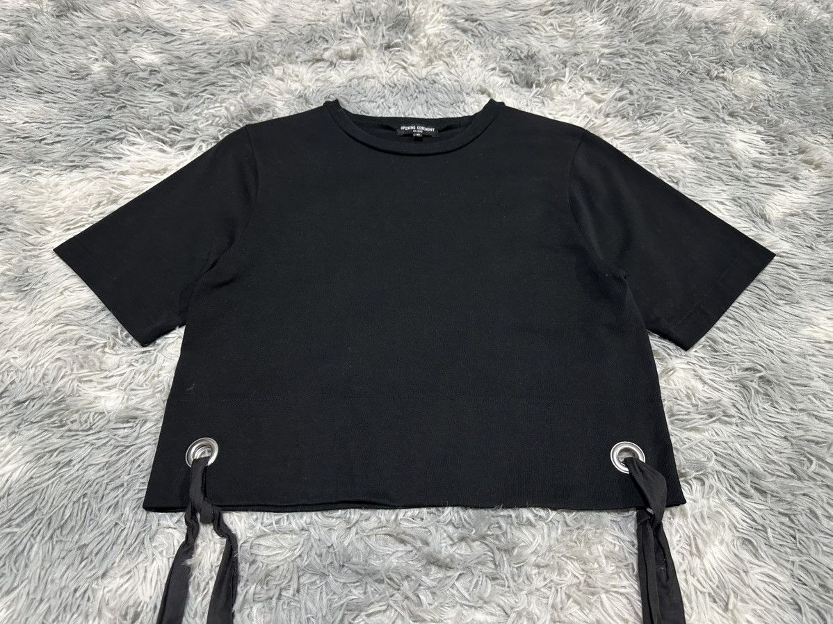 Opening Ceremony 🔥Y2K Opening Ceremony Black Cropped Shirt Eyelet Ribbons Size US S / EU 44-46 / 1 - 2 Thumbnail