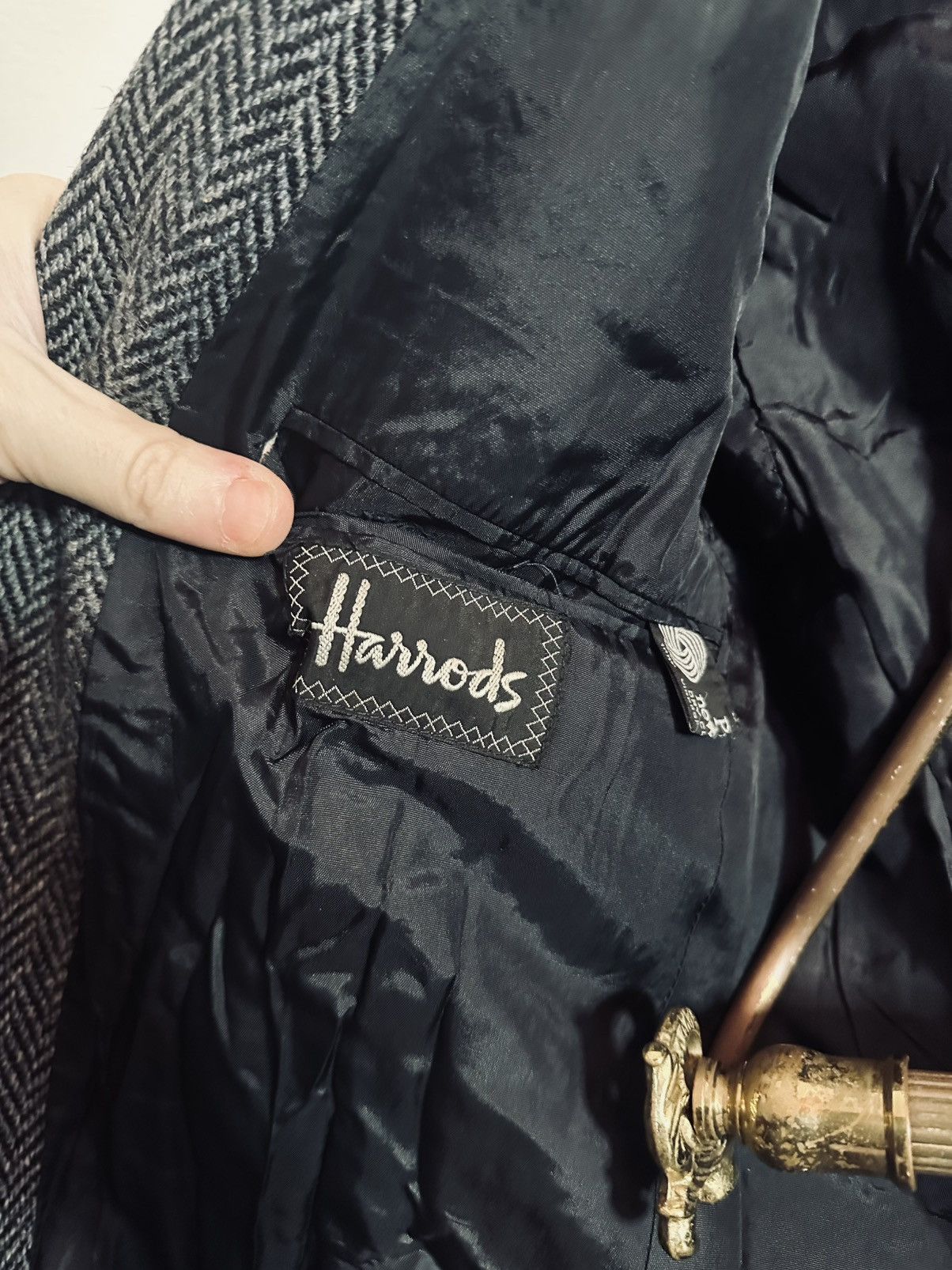 Harris Tweed Vintage gray herringbone Harrods wool jacket tweed Size 38R - 11 Thumbnail