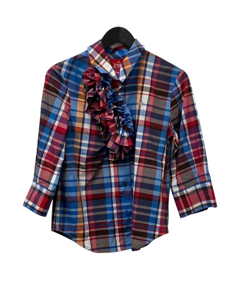 Vivienne Westwood Vivienne Westwood size03 Knitted collar checkered shirt Size M / US 6-8 / IT 42-44 - 1 Thumbnail