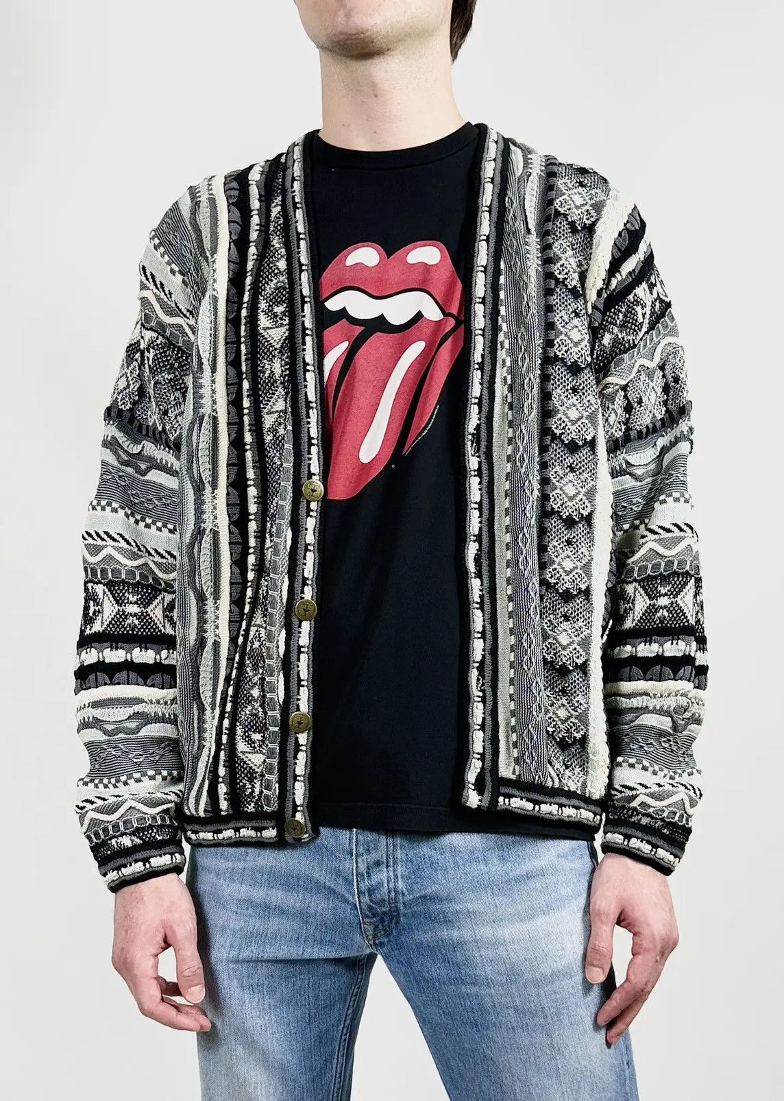 Tundra Canada × Vintage 90s Vintage Tundra 3D Knit Coogi Style Cardigan Size US XL / EU 56 / 4 - 4 Thumbnail