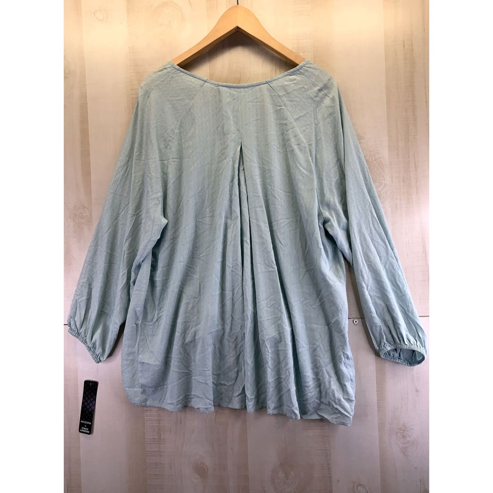 Vintage Massini Womens Plus Size 1x Surplic Top Blouse Tunic Long Sleeve V-Neck Blue NWT-6265 Size XL / US 12-14 / IT 48-50 - 7 Thumbnail