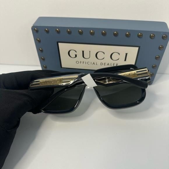 Gucci New - Authentic Gucci Sunglasses Men's GG0979S 001 Black/Gr Size ONE SIZE - 6 Thumbnail