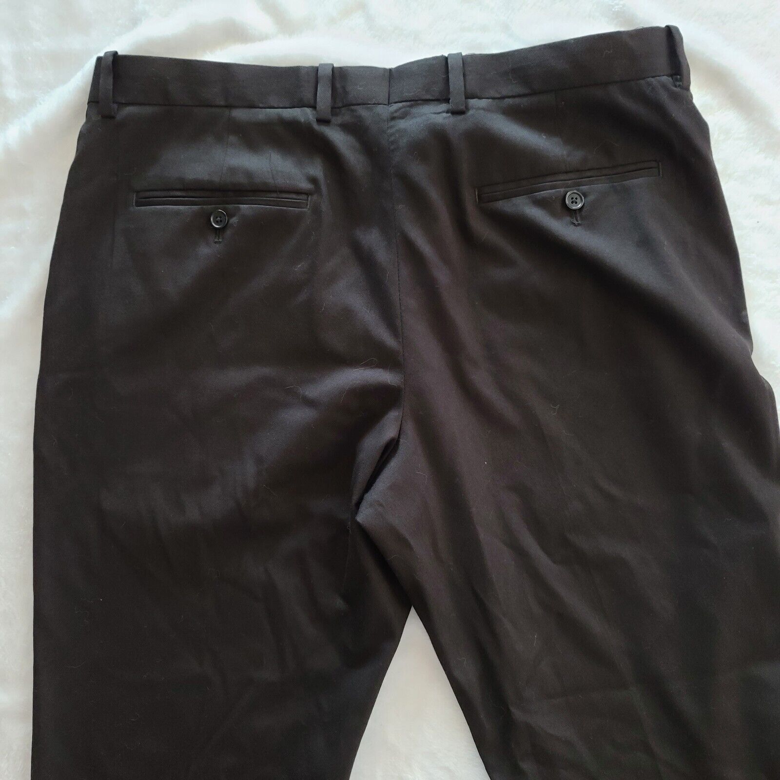 Perry Ellis Modern Fit 36x30 Men's Black Dress Pants Flat Front Pockets Size US 36 / EU 52 - 10 Thumbnail
