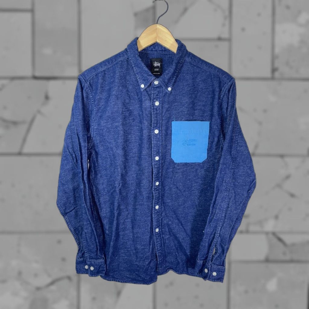 Vintage VINTAGE Stussy Blue Long Sleeve Button-Down Shirt Mens M Size US M / EU 48-50 / 2 - 1 Thumbnail