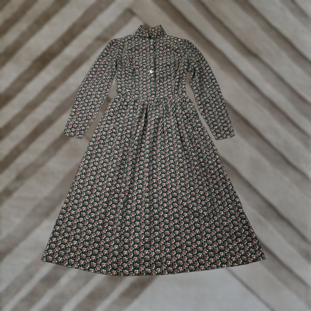 Laura Ashley VINTAGE Laura Ashley Dress Womens 6 Floral Cotton Button Pleated Cottagecore Prairie Size M / US 6-8 / IT 42-44 - 1 Thumbnail