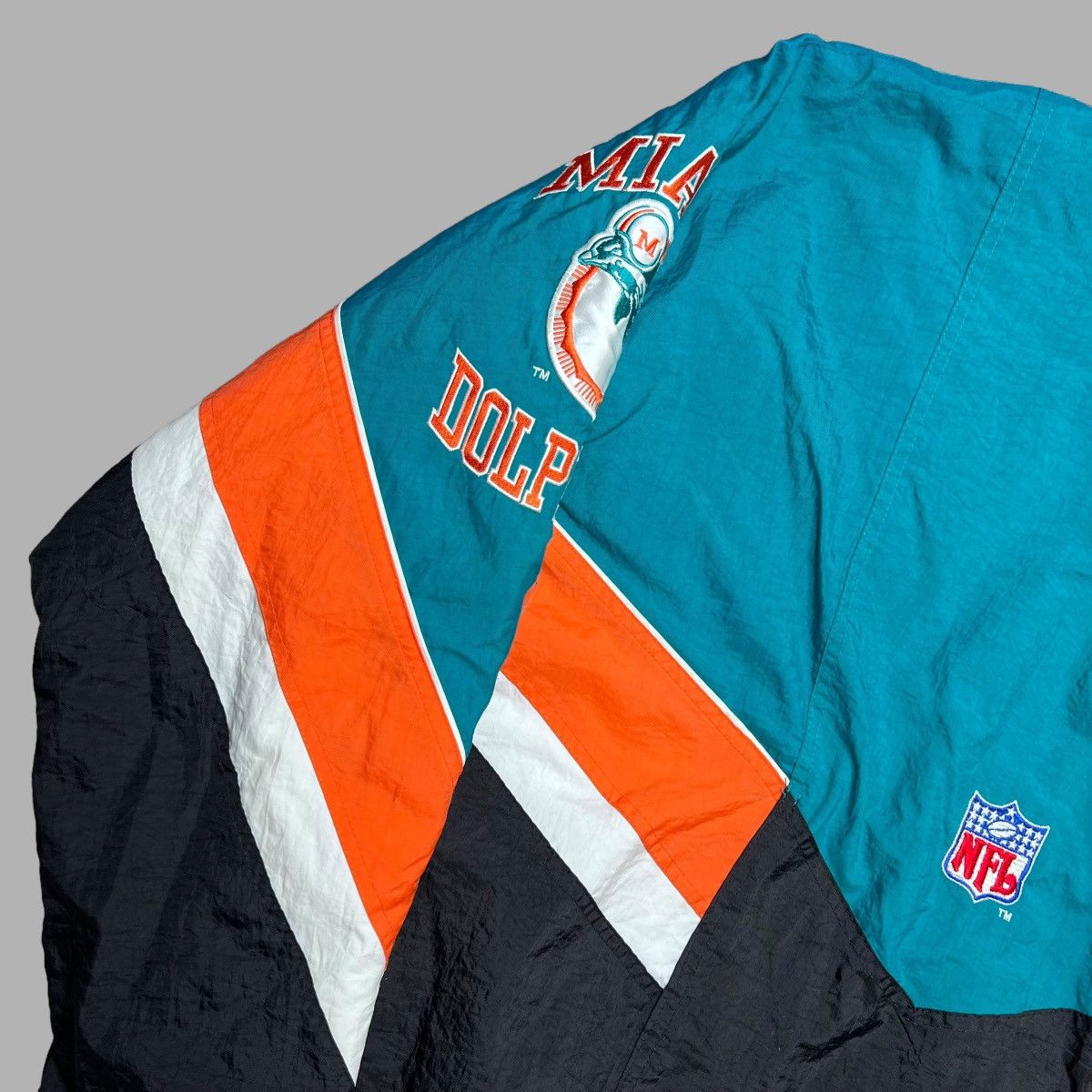 NFL × Starter × Vintage Vtg 1990s NFL Miami Dolphins Zip Up Starter Puffer Jacket Size US XL / EU 56 / 4 - 19 Thumbnail